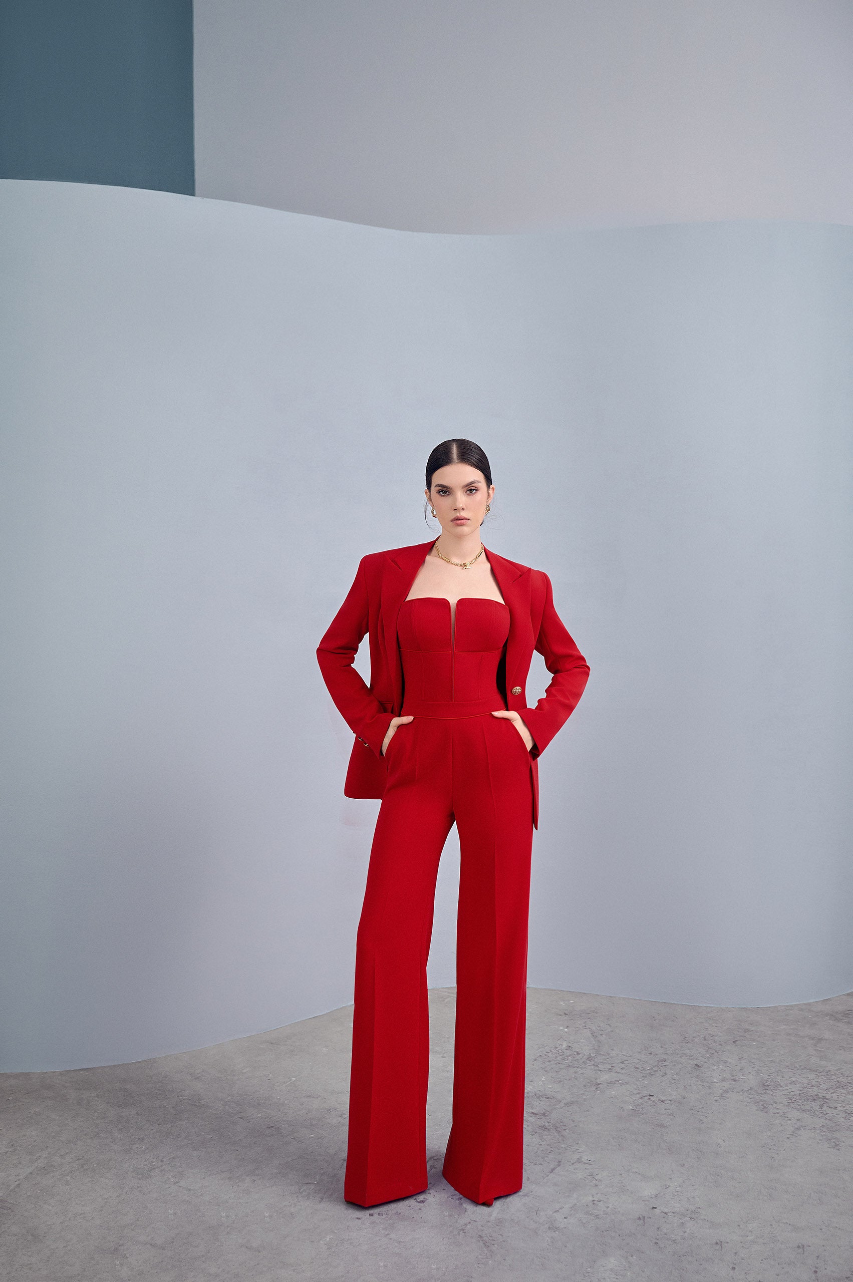 Navy Scarlet Bust Jumpsuit