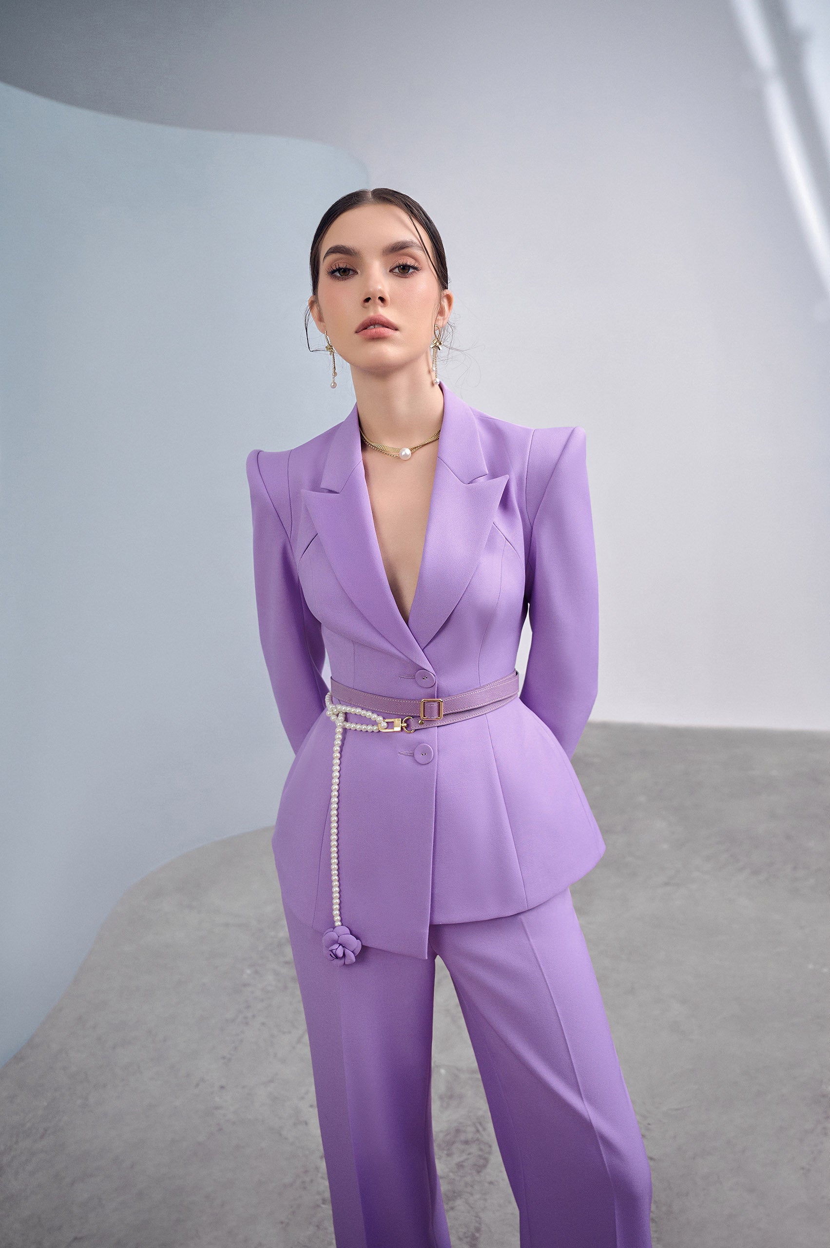 Lilac Asymmetrical Lapel Blazer