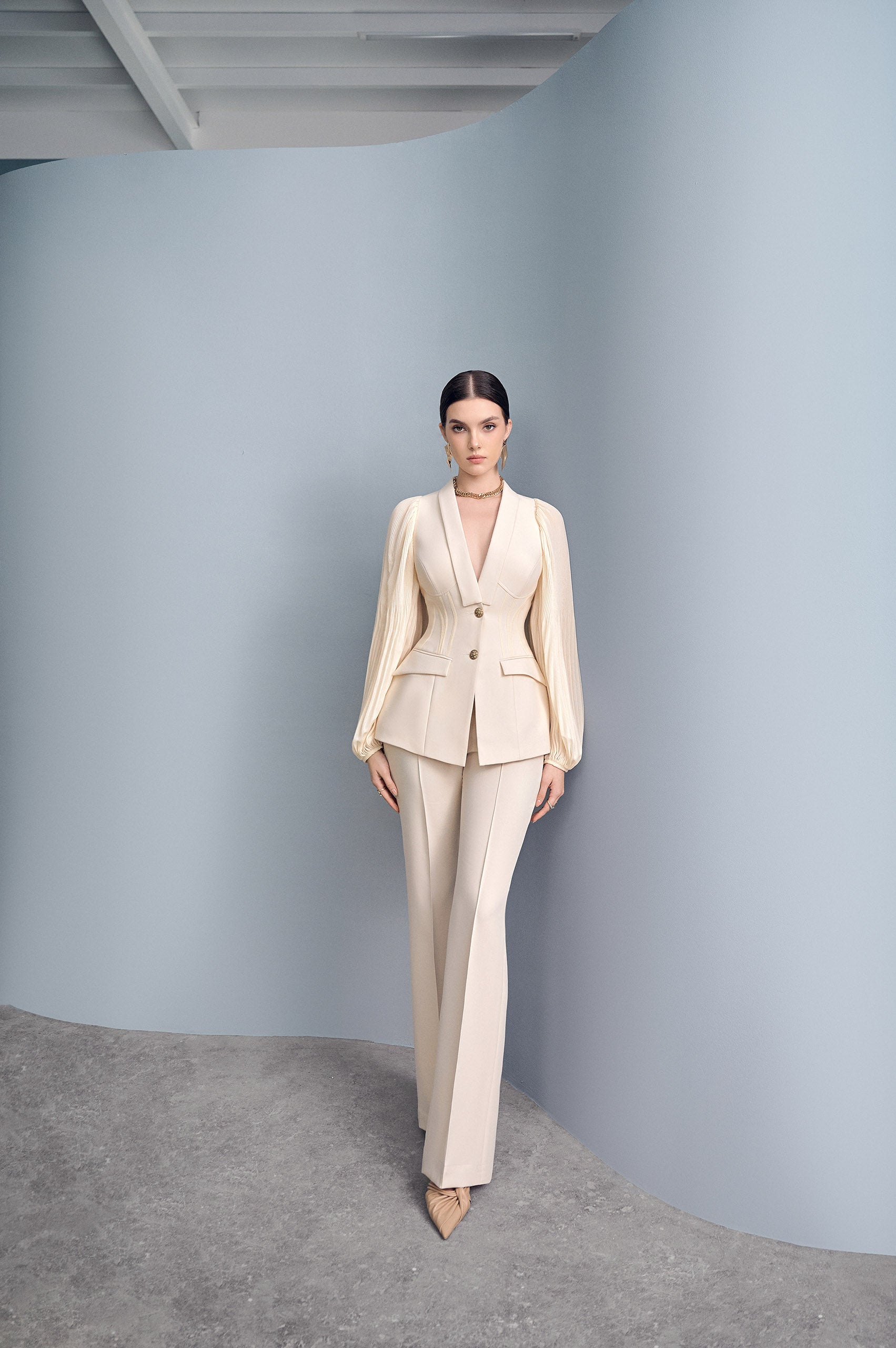 Flora Cream Flare Pants