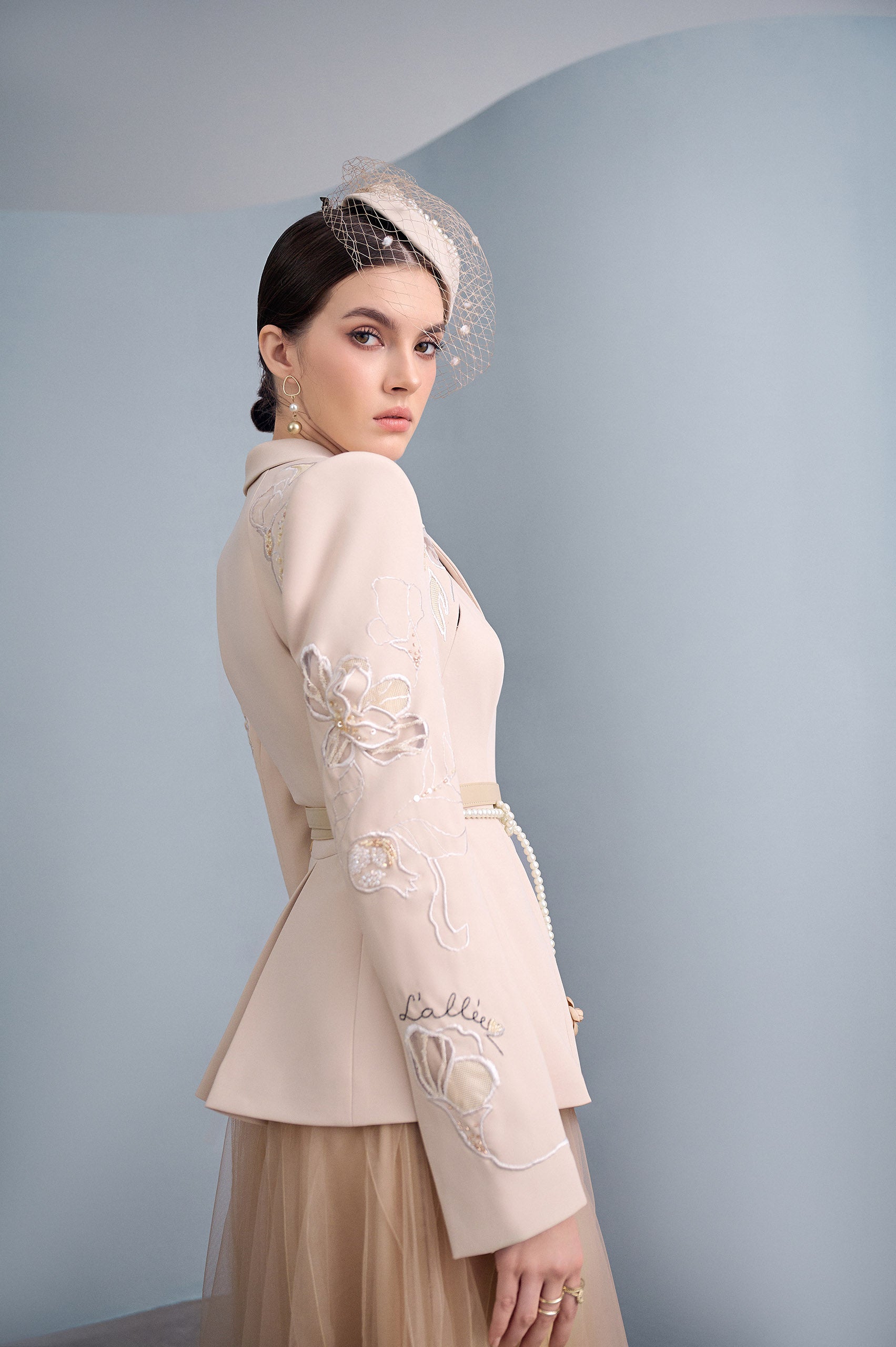 Camel Asymmetrical Lapel Blazer VL1005