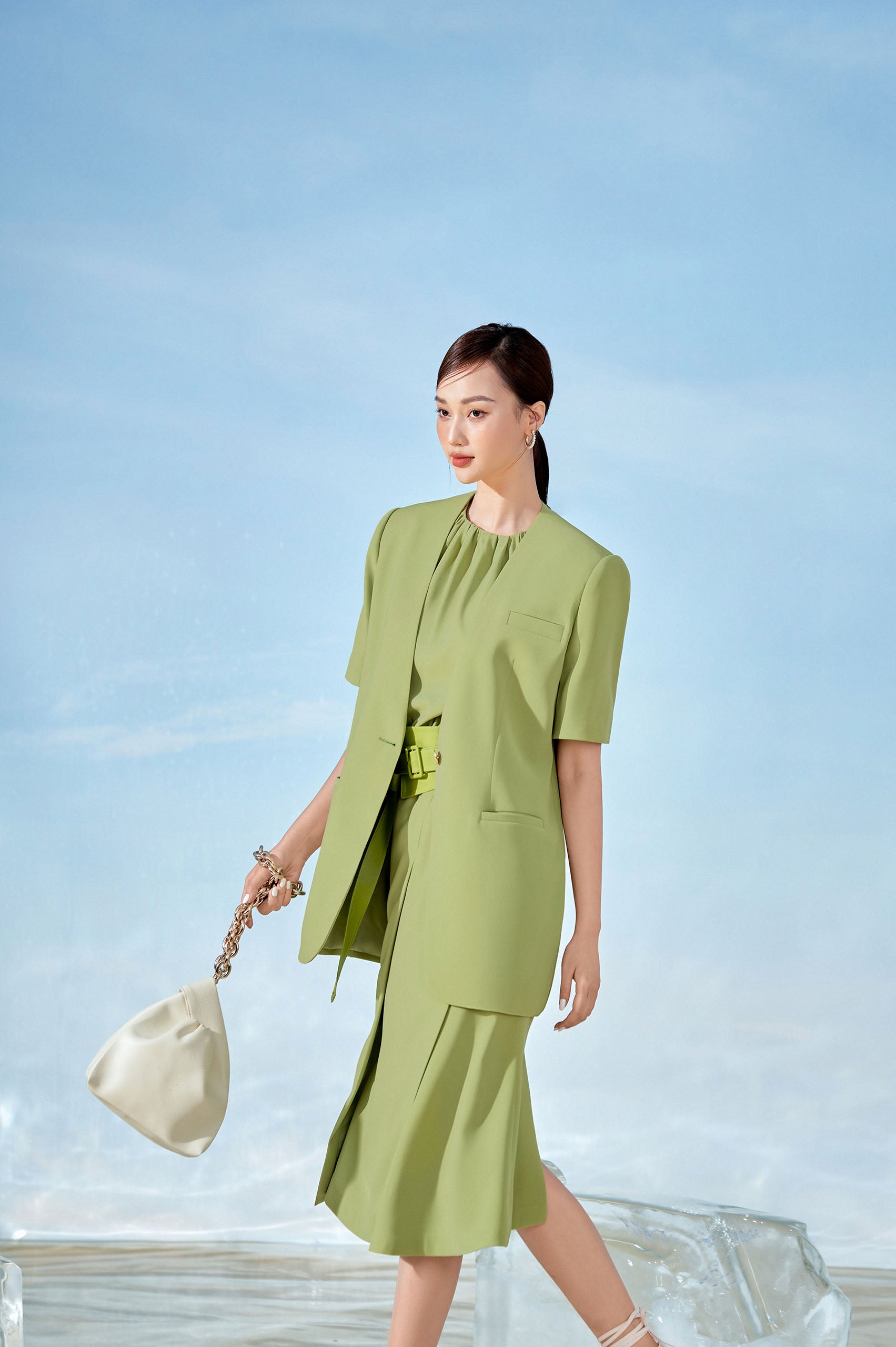 Prairie Split Collar Blazer Breeze Midi Dress