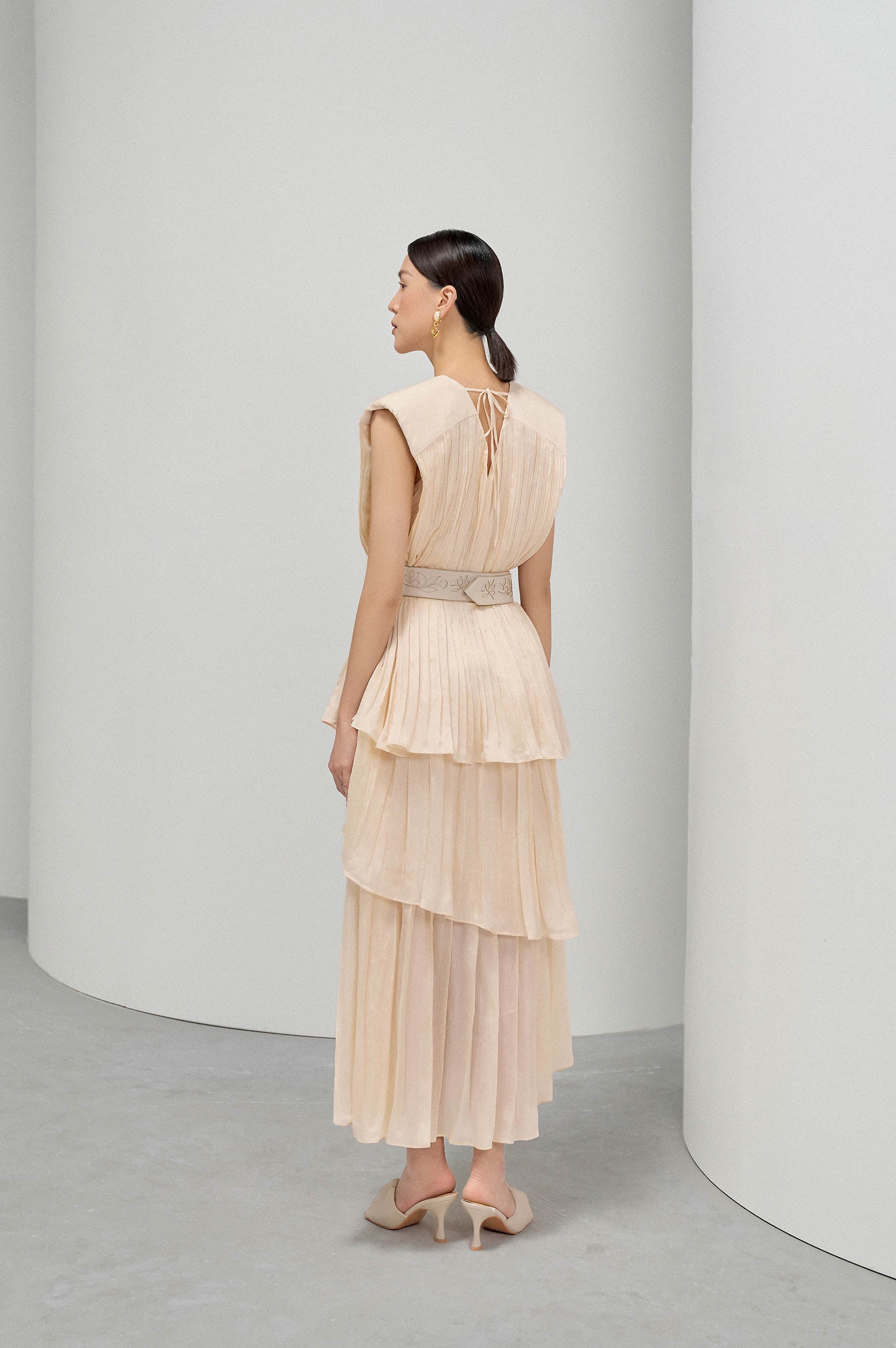 Ivory Square Shoulder Tunic Dress