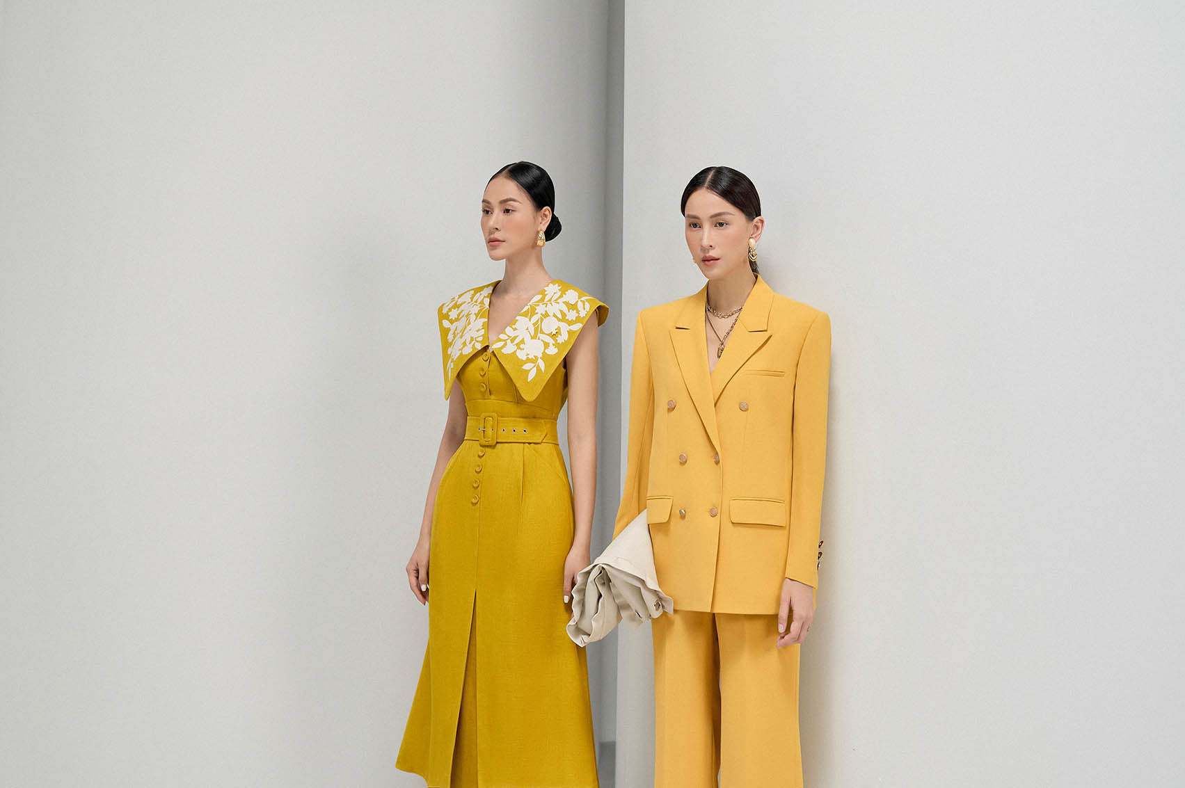 Gold Nuggets Square Collar Dress VL1010