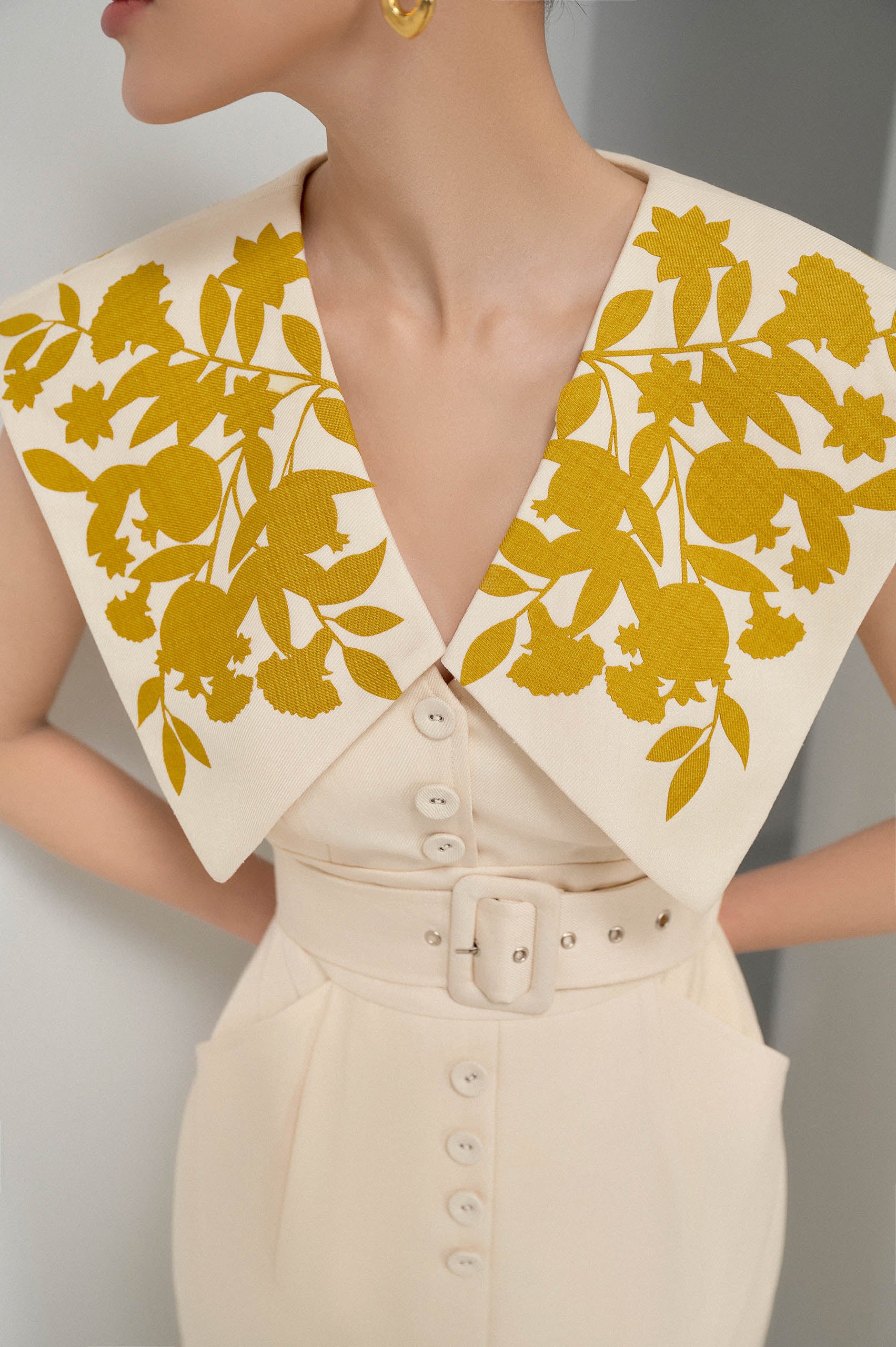 Ivory Square Collar Dress VL1009