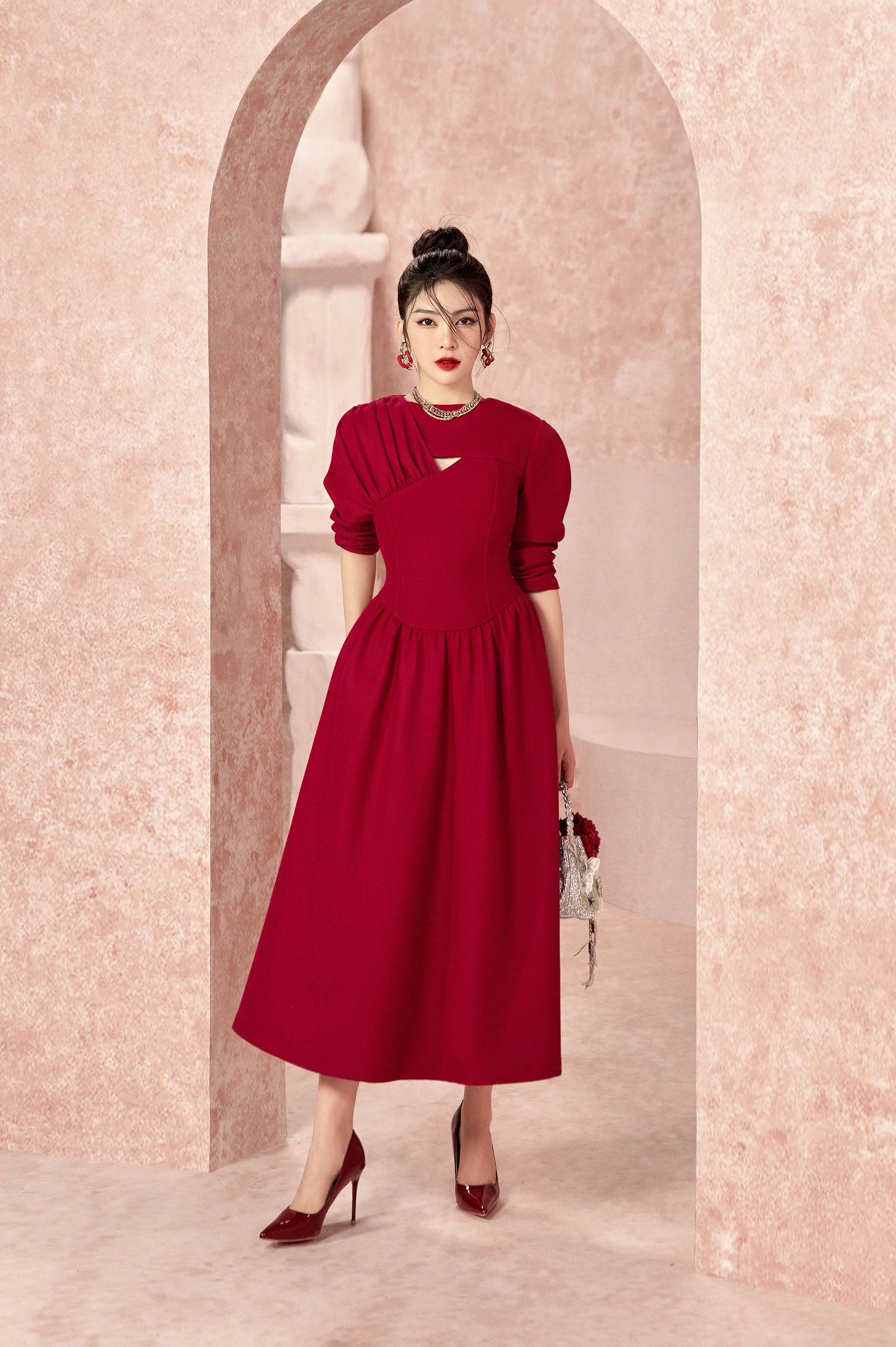 Charming Shoulder Puff Corset Dress