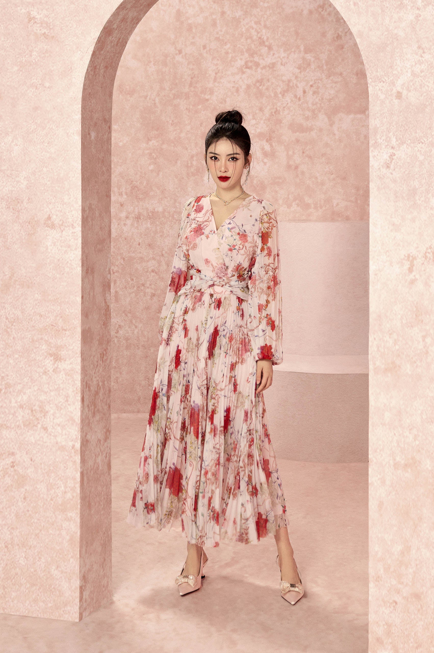 Abloom Pleated Maxi Dress