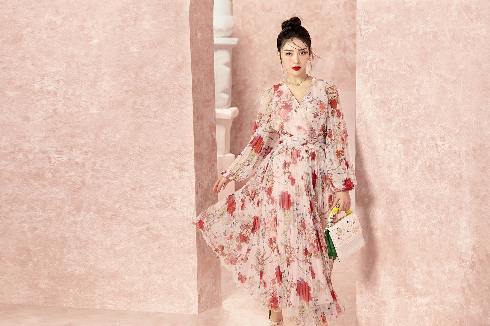 Abloom Pleated Maxi Dress