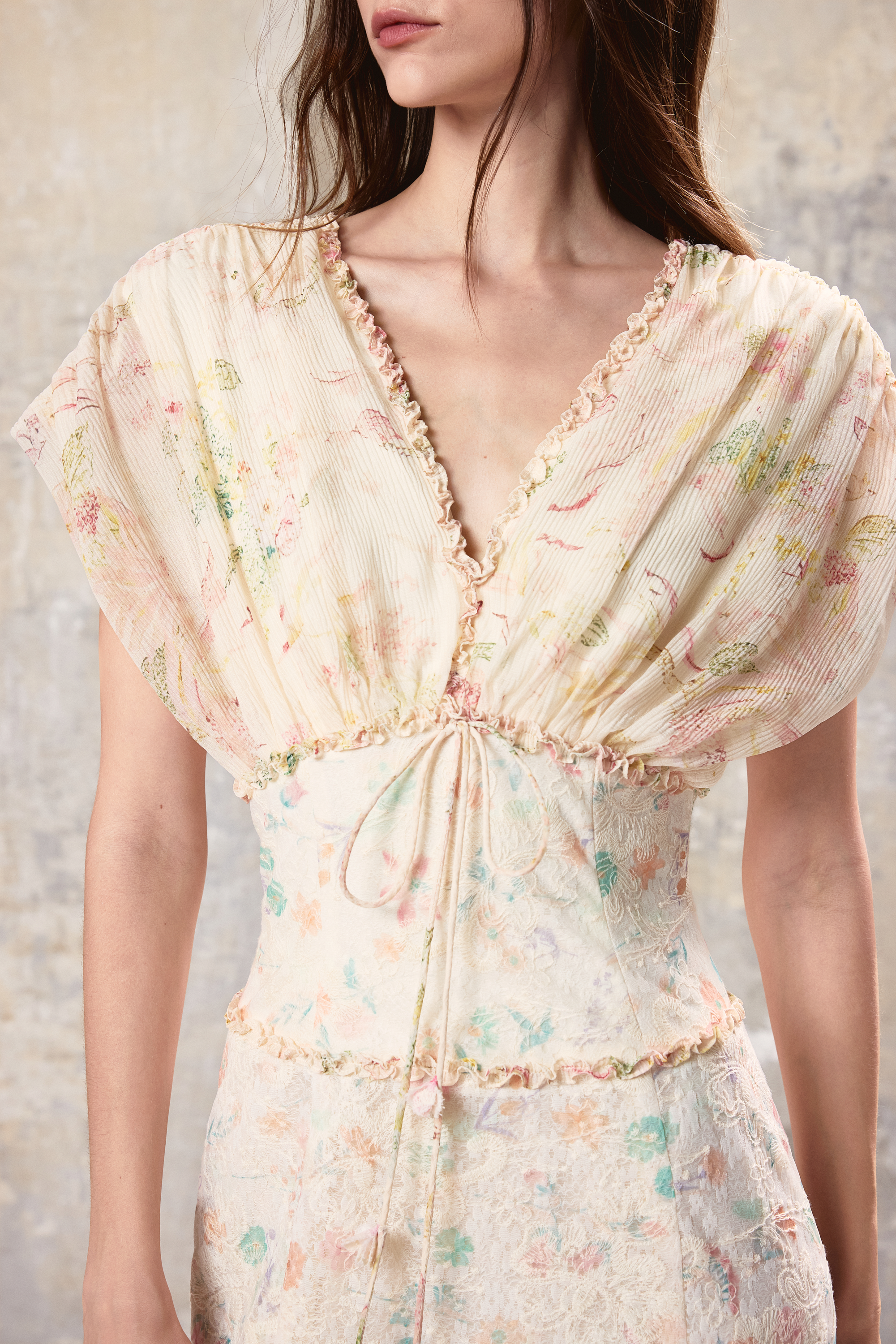V Neck Floral Maxi Dress
