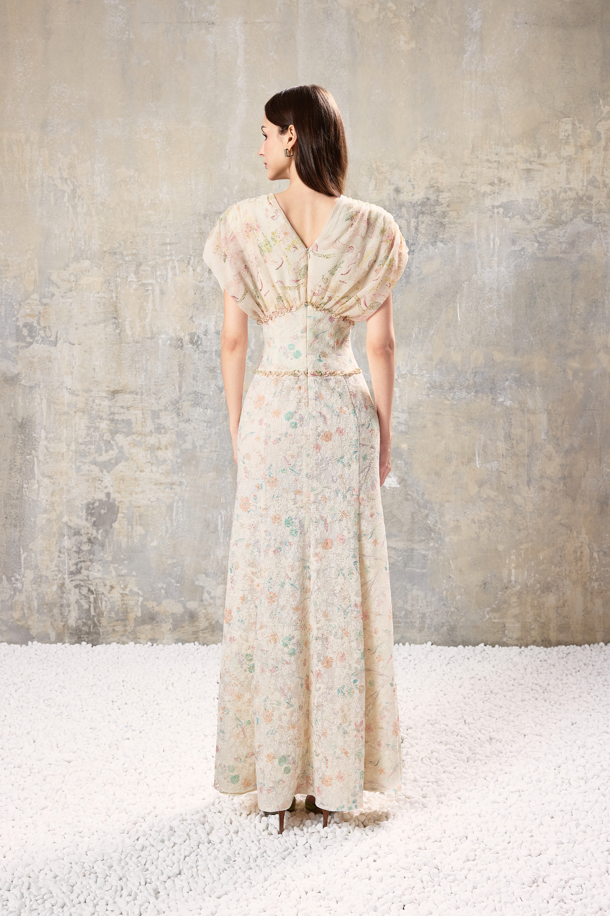 V Neck Floral Maxi Dress