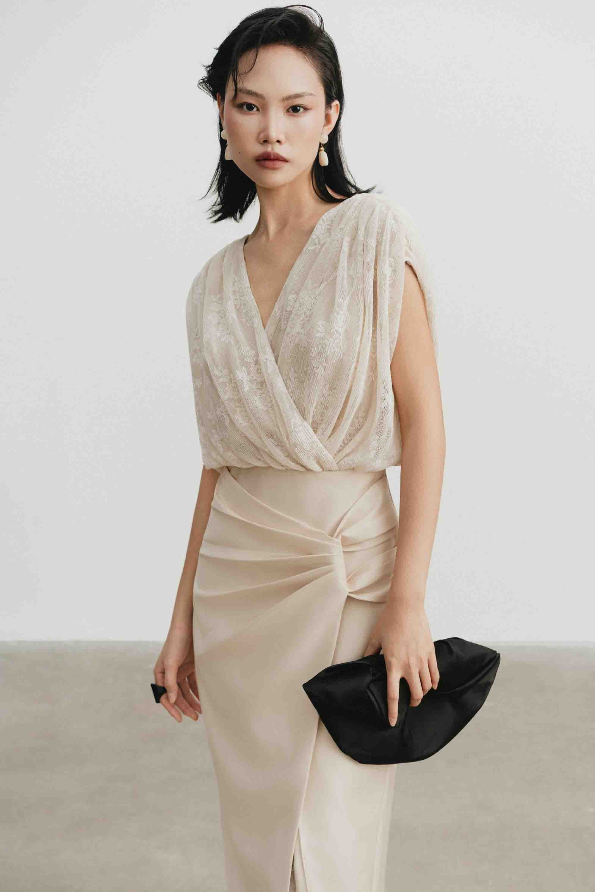V-Neck Lace Pencil Dress