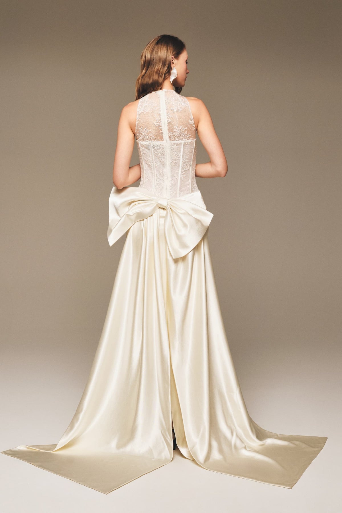 Corset Lace Draped Silk Gown
