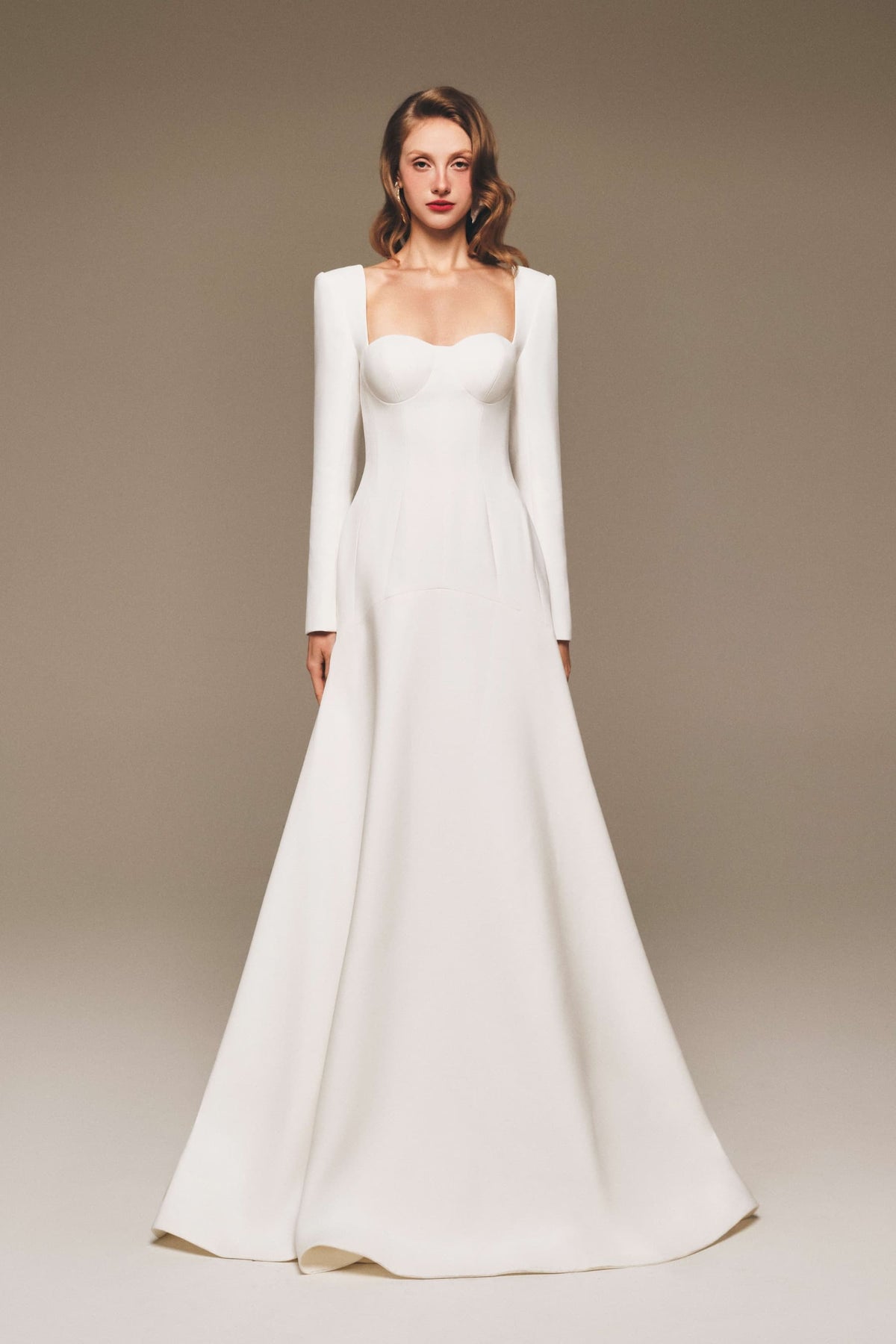 Sweetheart Neck Twill A-Line Gown