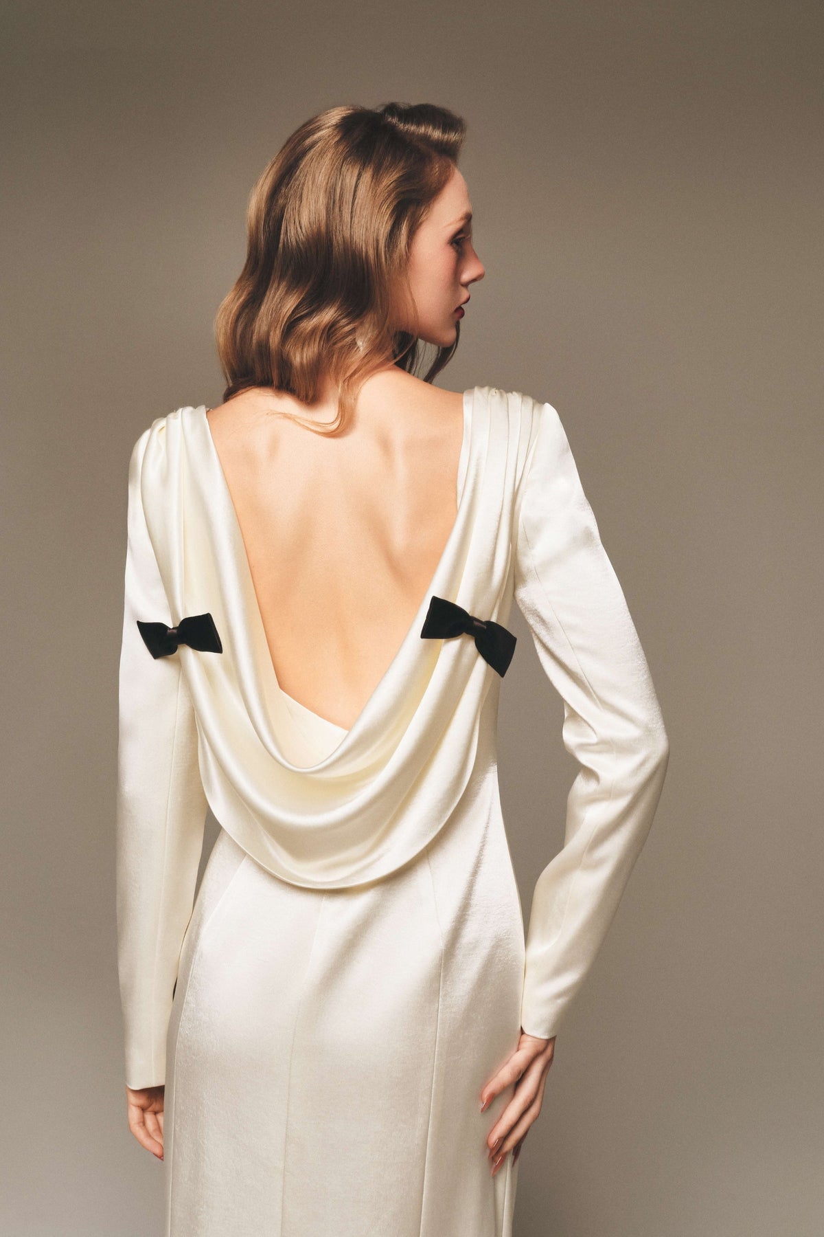 Draped Open Back Suzhou Silk Gown