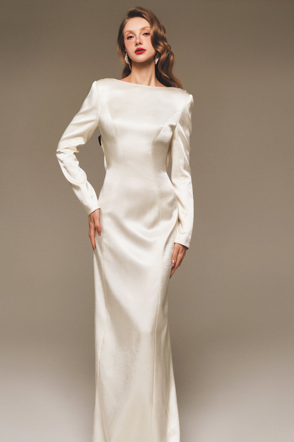 Draped Open Back Suzhou Silk Gown