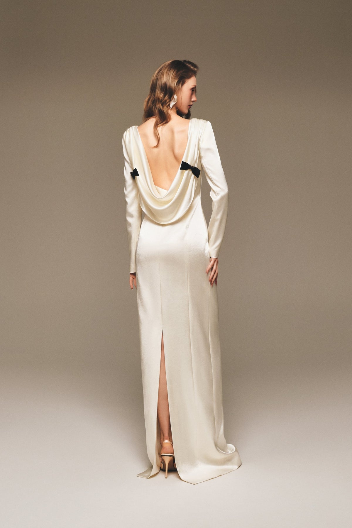 Draped Open Back Suzhou Silk Gown
