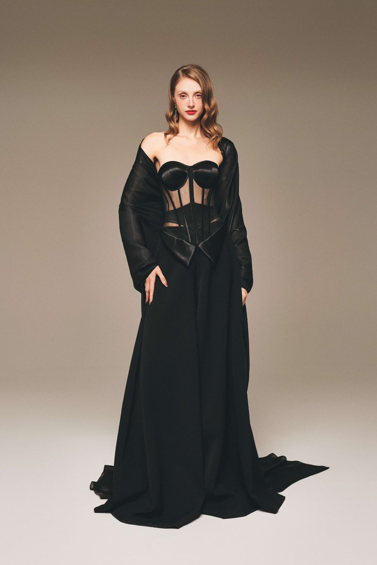 Corset Silk & Twill Draped Gown