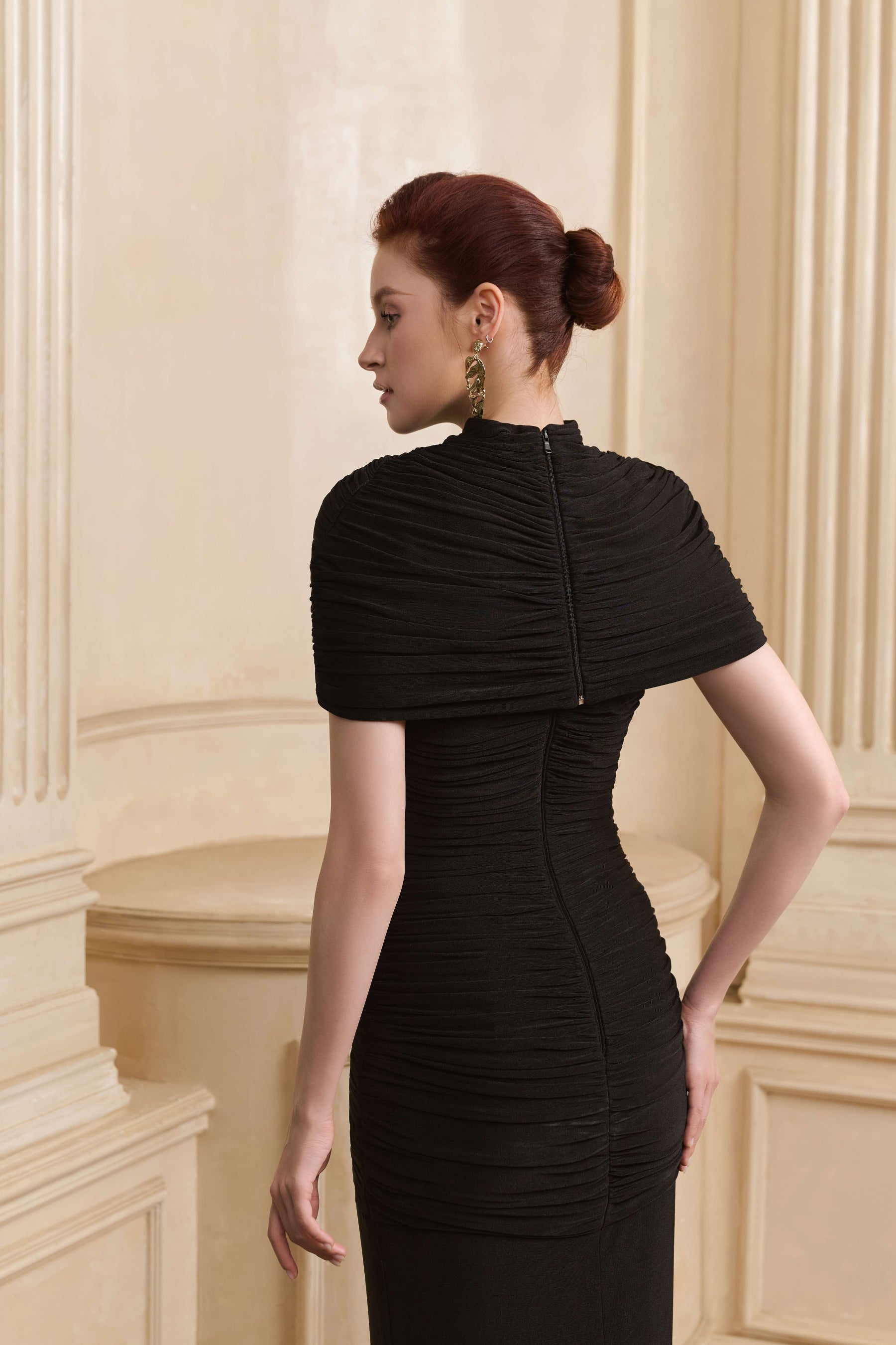 Vivi High Neck Draped Maxi Dress