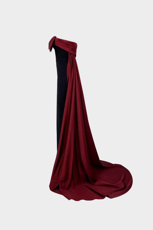 White & Black Evening Gown N0463