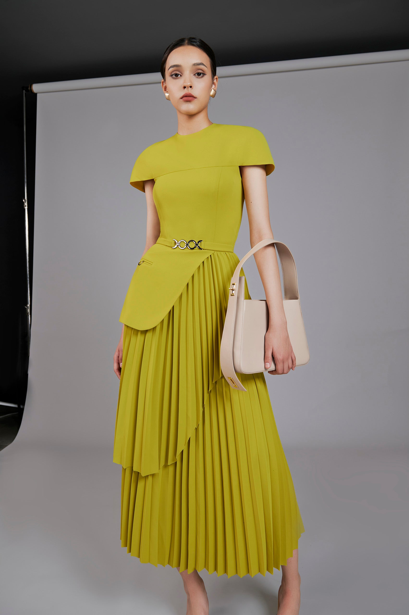 Willow Peplum Pleated Dress
