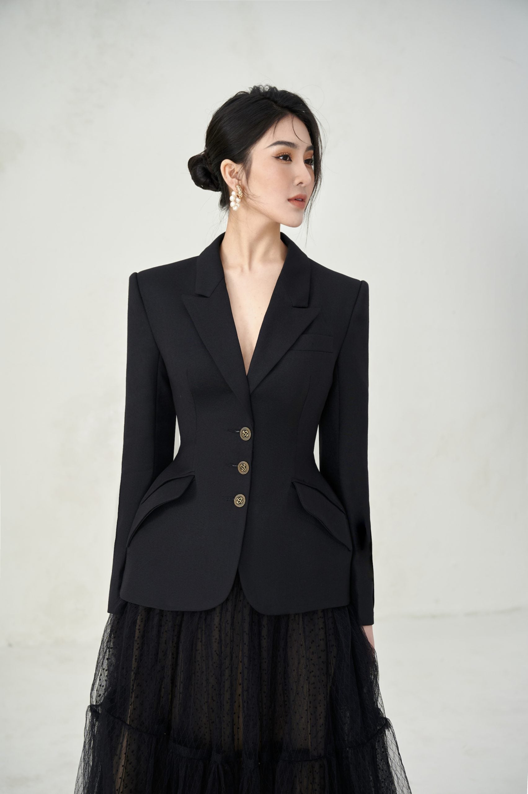 Zoey Black Vest Blazer Gianna Skirt