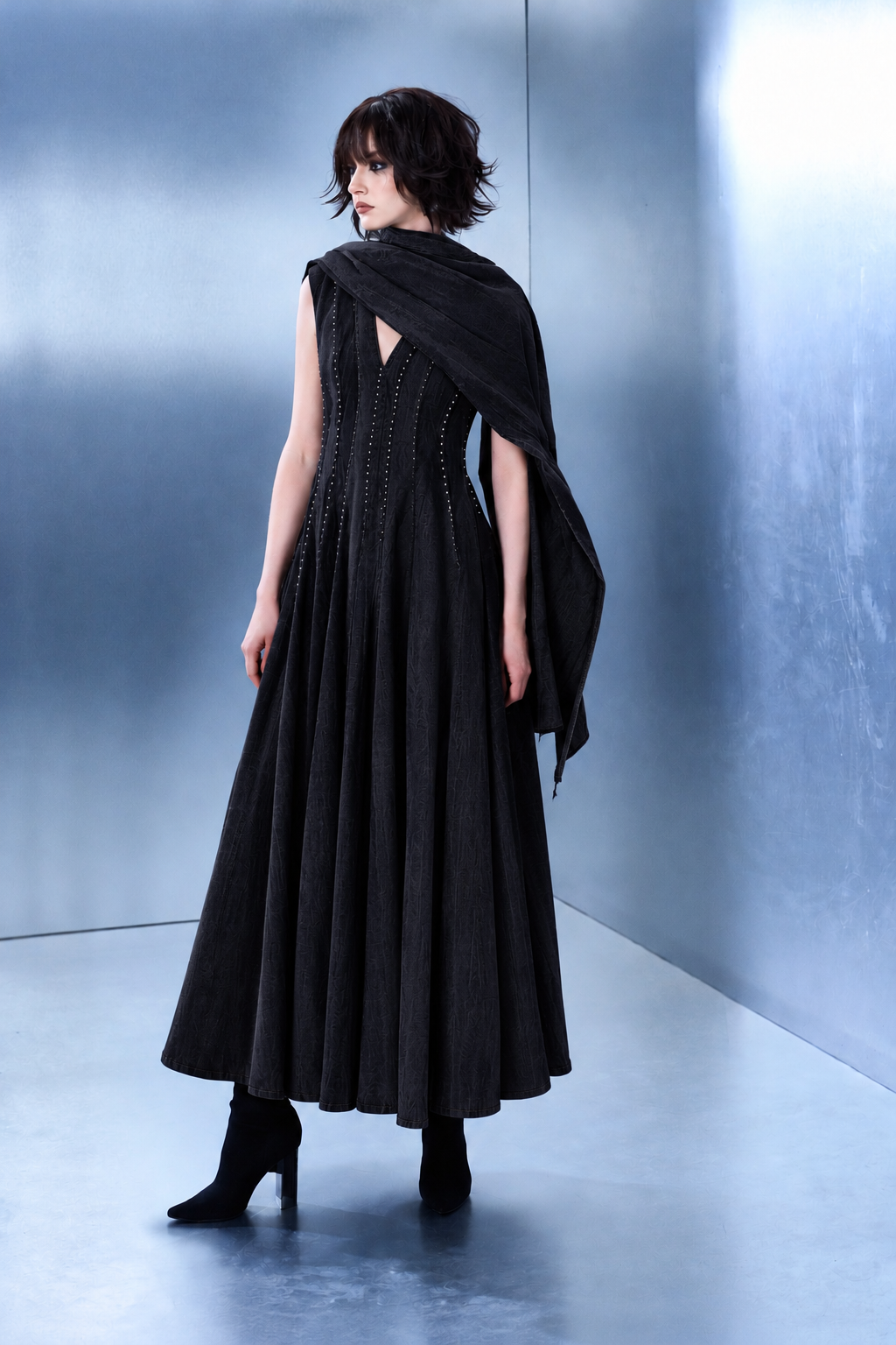 Monochrome Ripple Dress