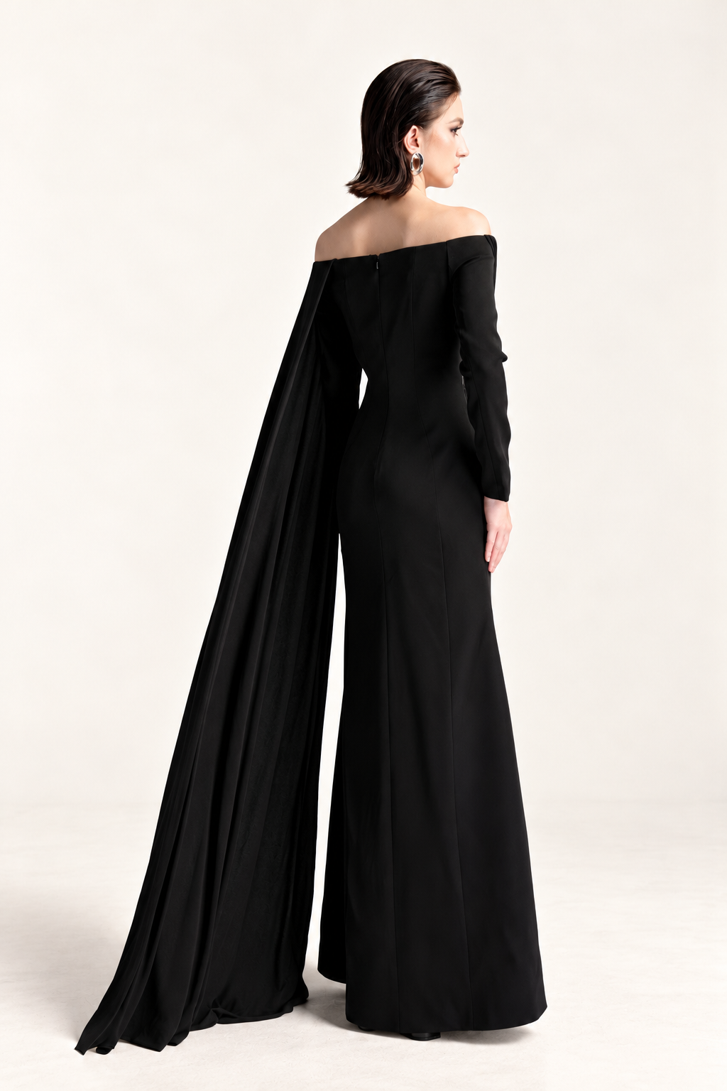Off-Shoulder Draped Gown