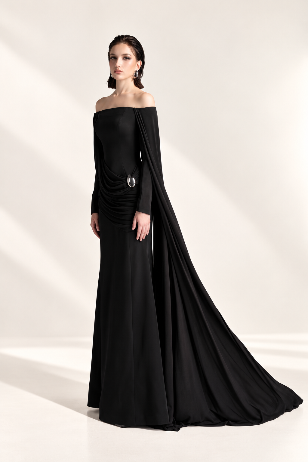 Off-Shoulder Draped Gown