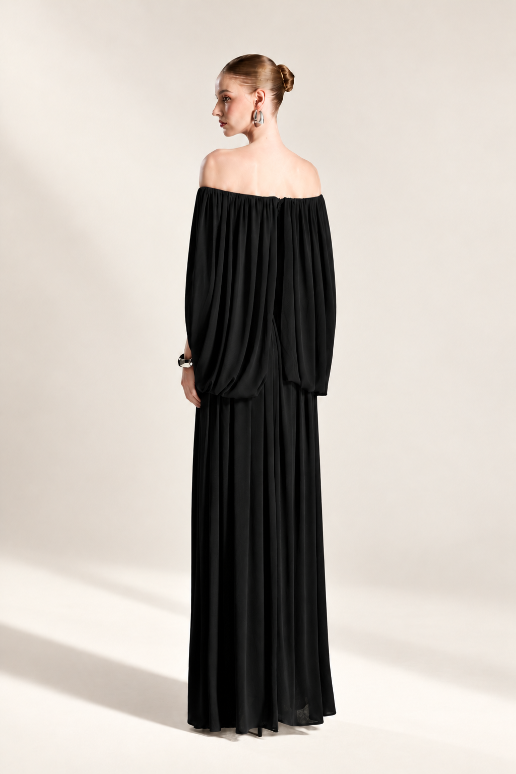 Cape-Sleeve Gown