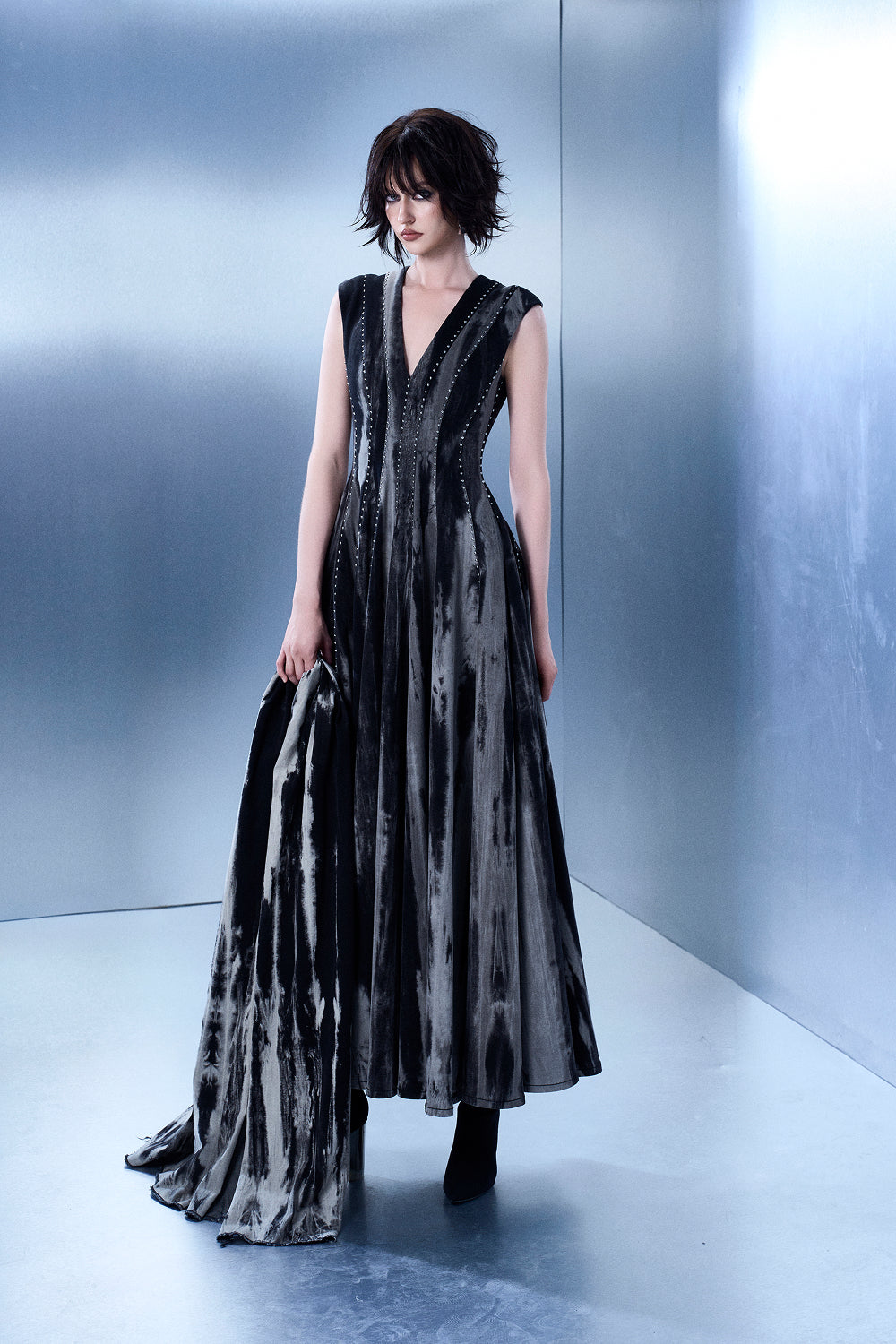 Monochrome Ripple Dress