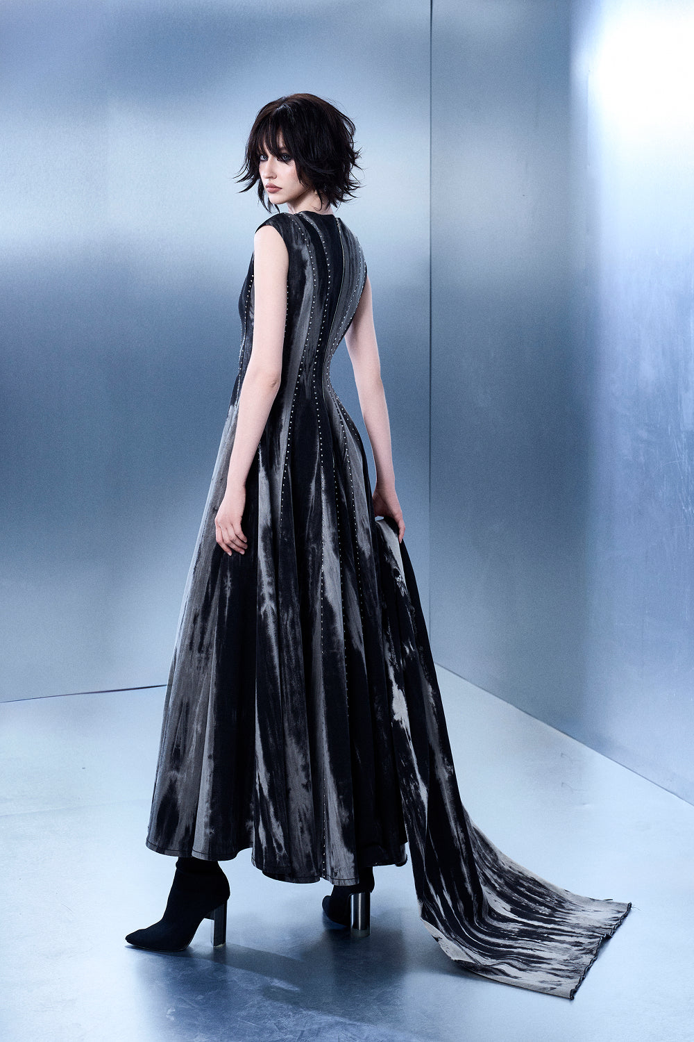 Monochrome Ripple Dress