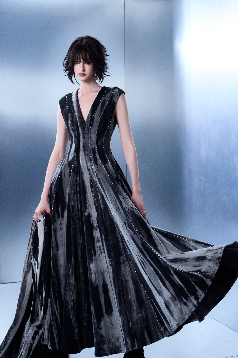 Monochrome Ripple Dress
