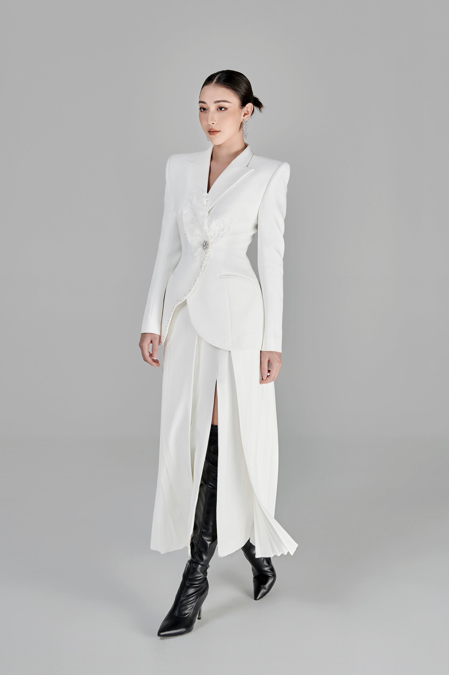 Korey White Slit Skirt