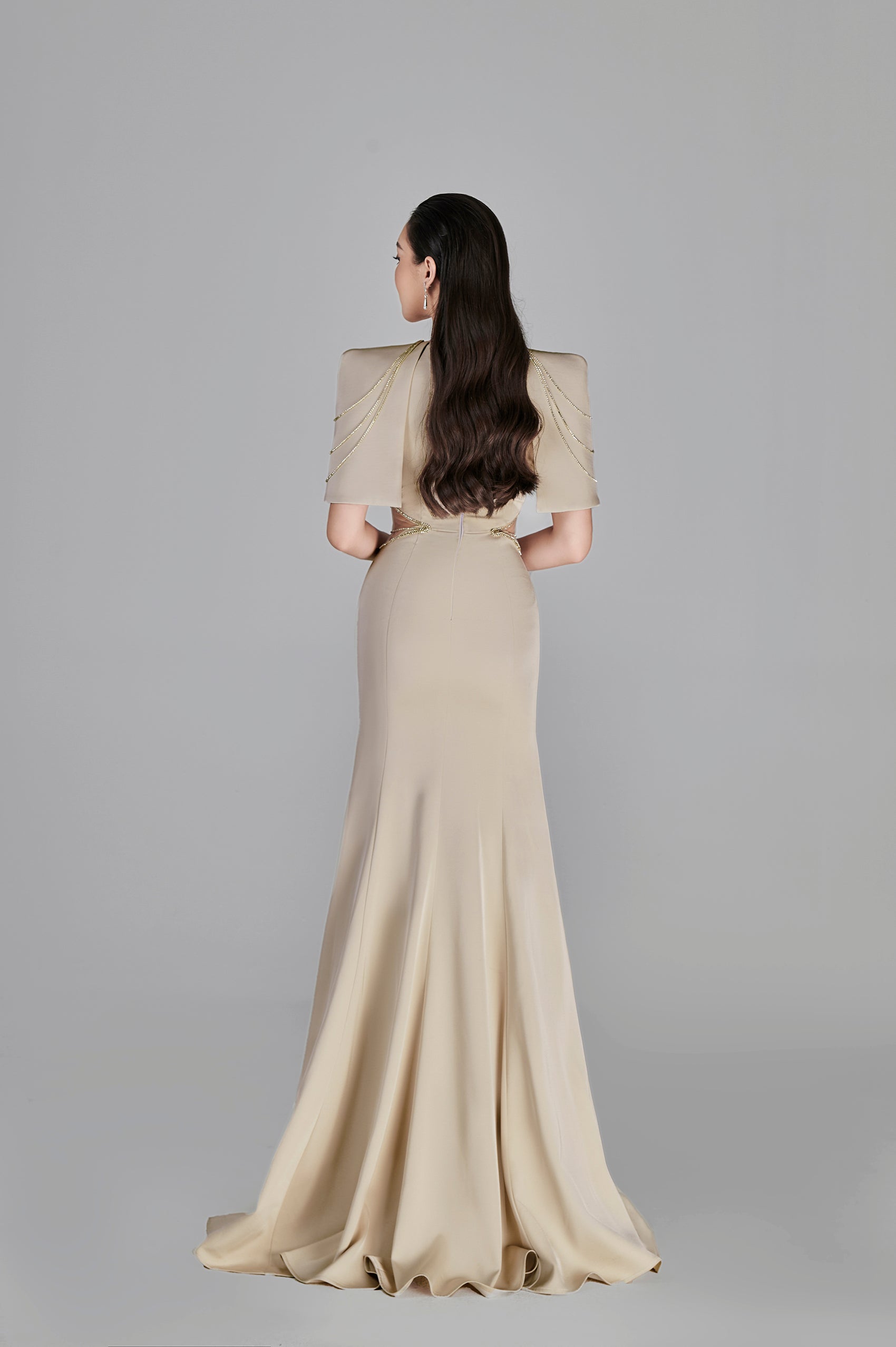 Calista Deep V-neck Fishtail Gown