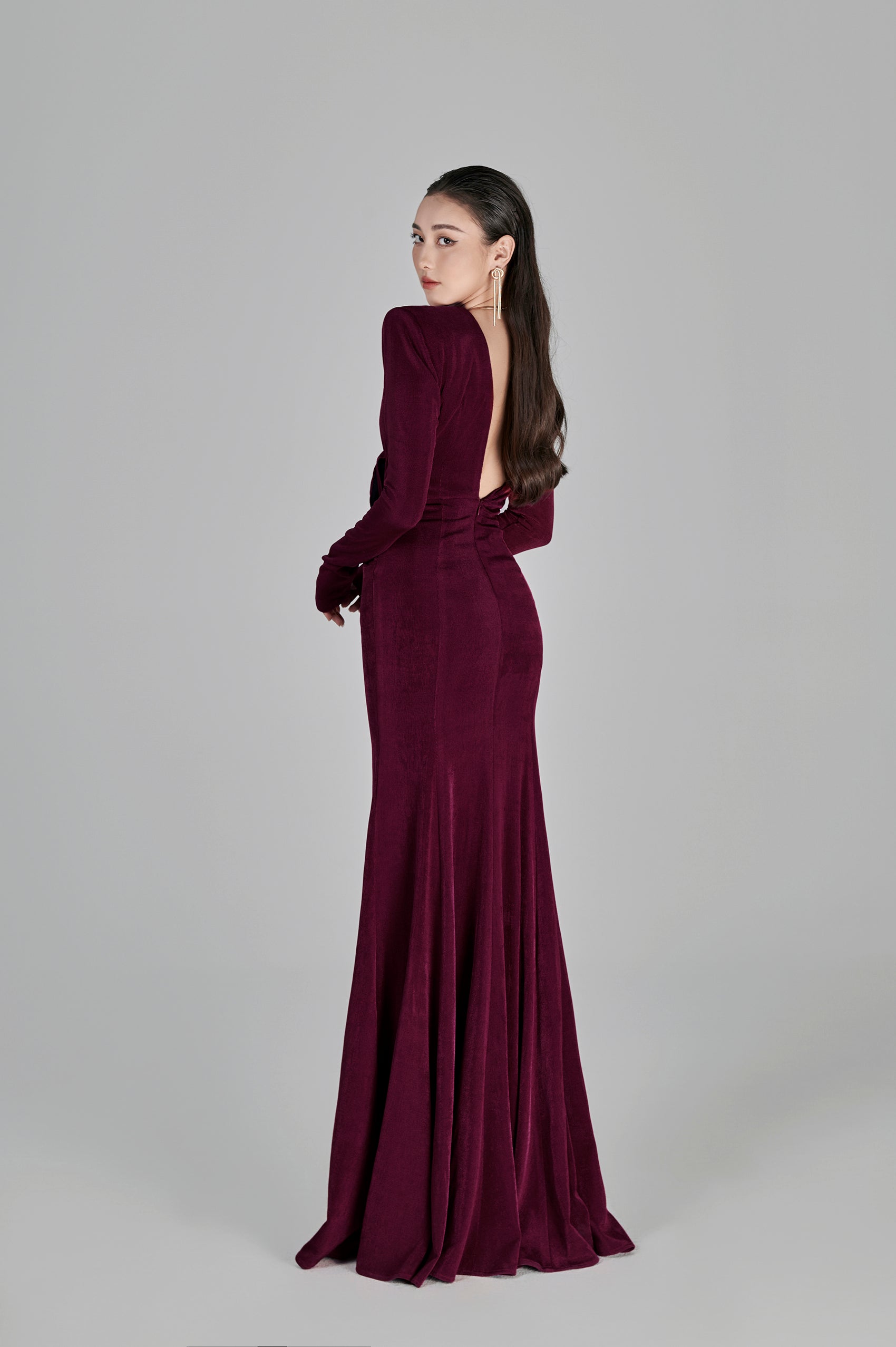 Erina Deep V-neck Fishtail Gown