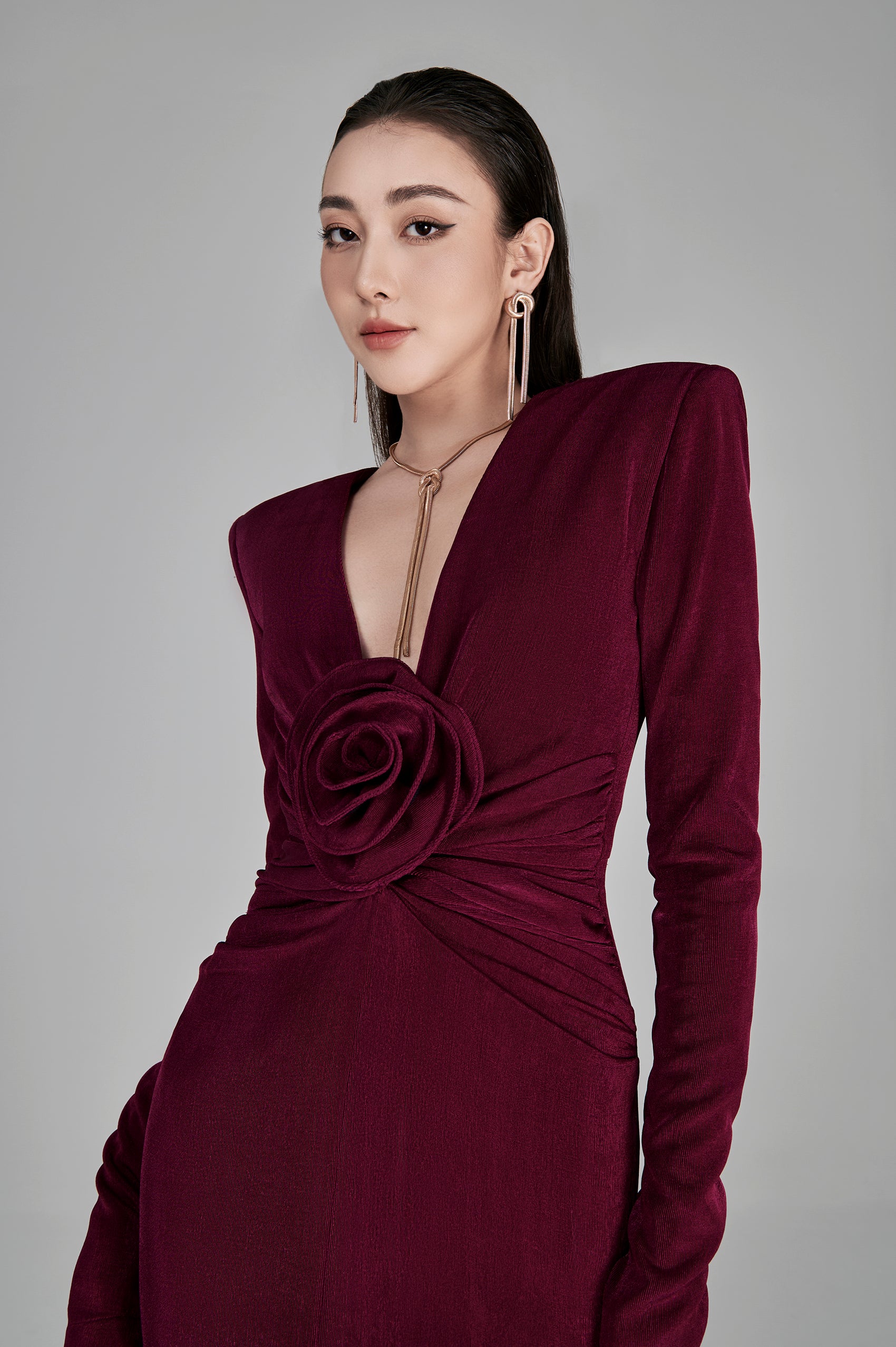 Erina Deep V-neck Fishtail Gown