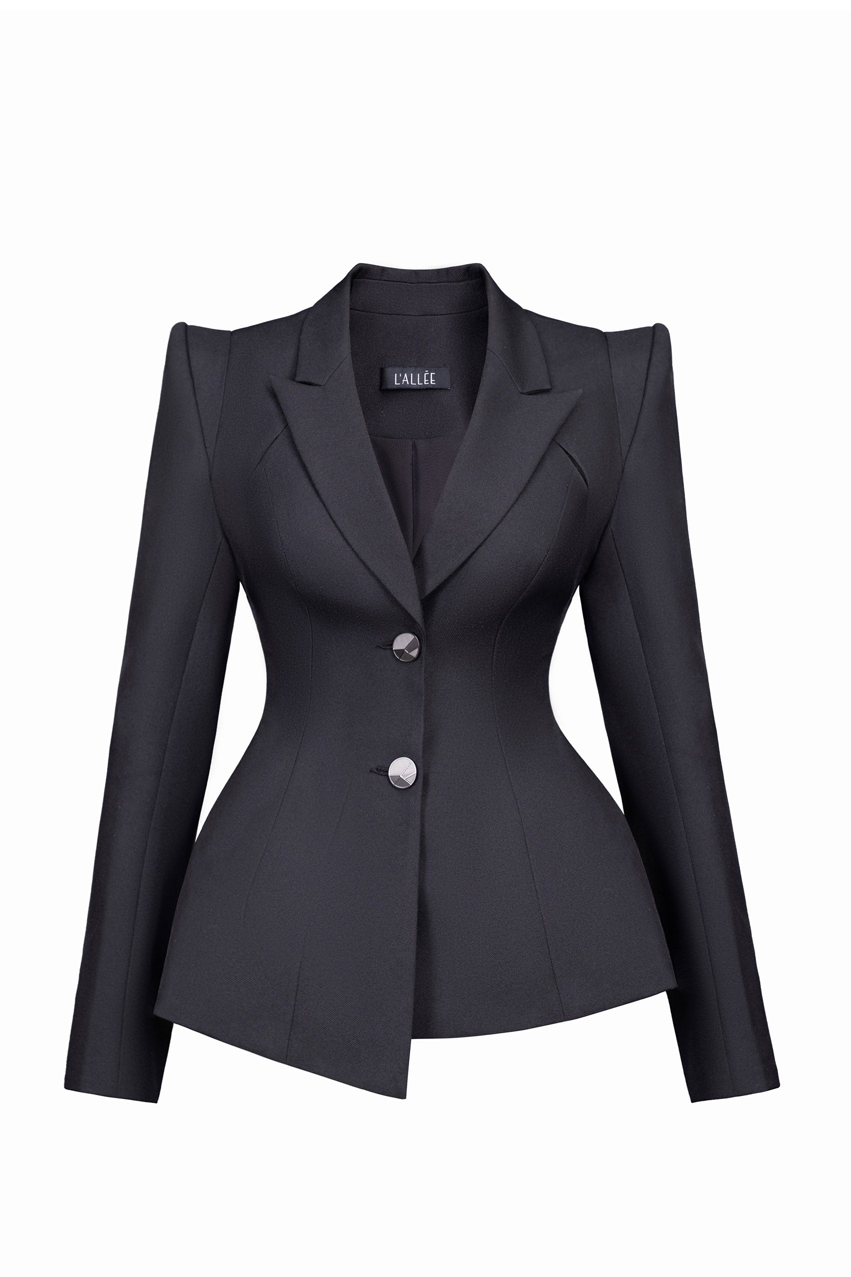 Della Black Asymmetrical Lapel Blazer