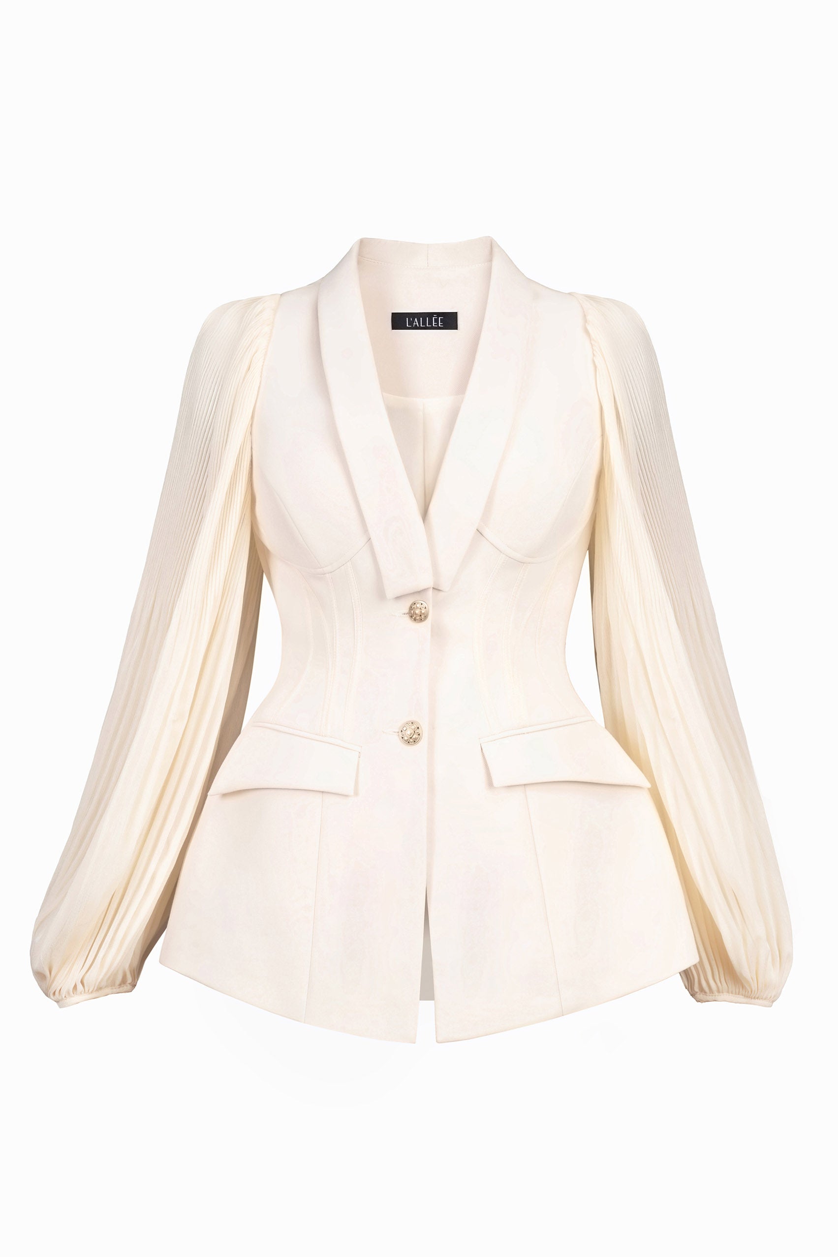 Flora Cream Puffy Sleeves Blazer