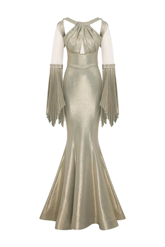 Flutter Long Sleeve Mermaid Gown 2751