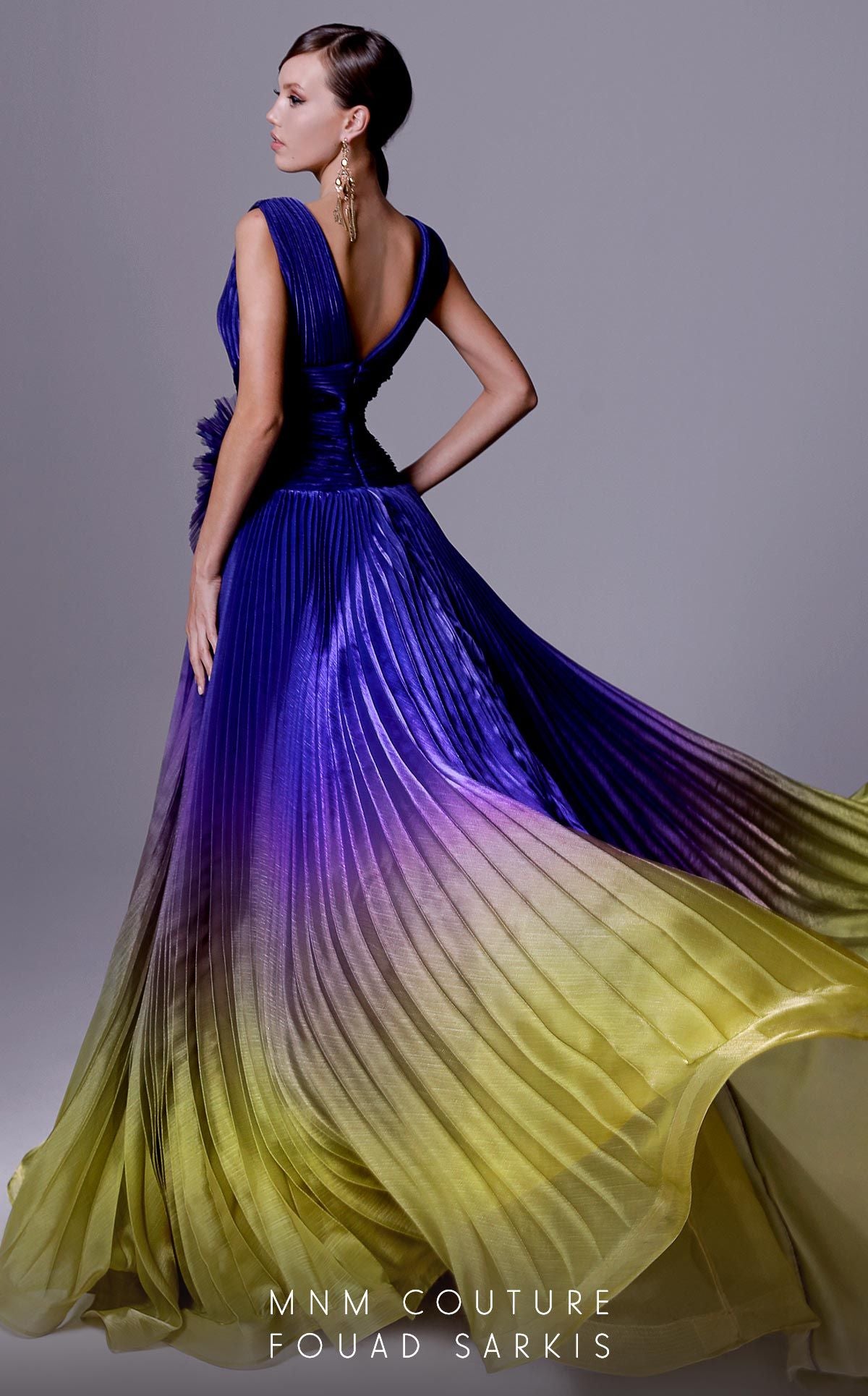 V-Neck Pleated Prom Gown 2708