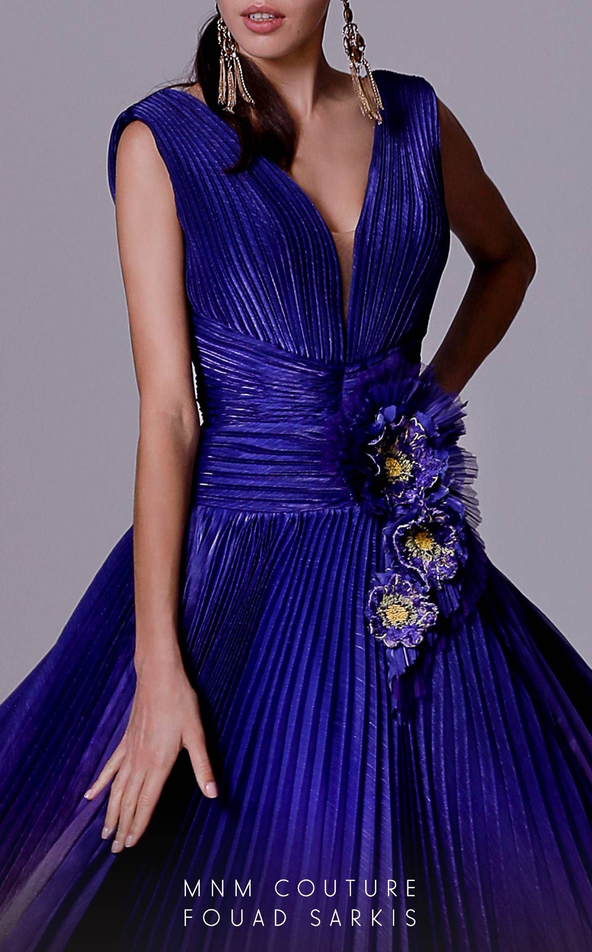 V-Neck Pleated Prom Gown 2708