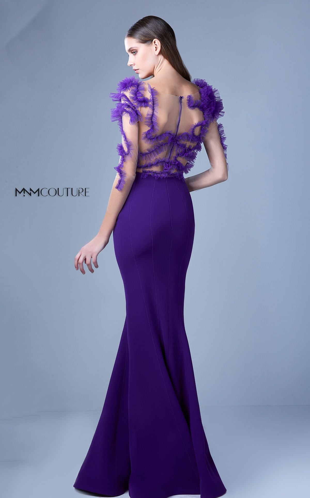 Ruffle Ornate Illusion Mermaid Gown G1094