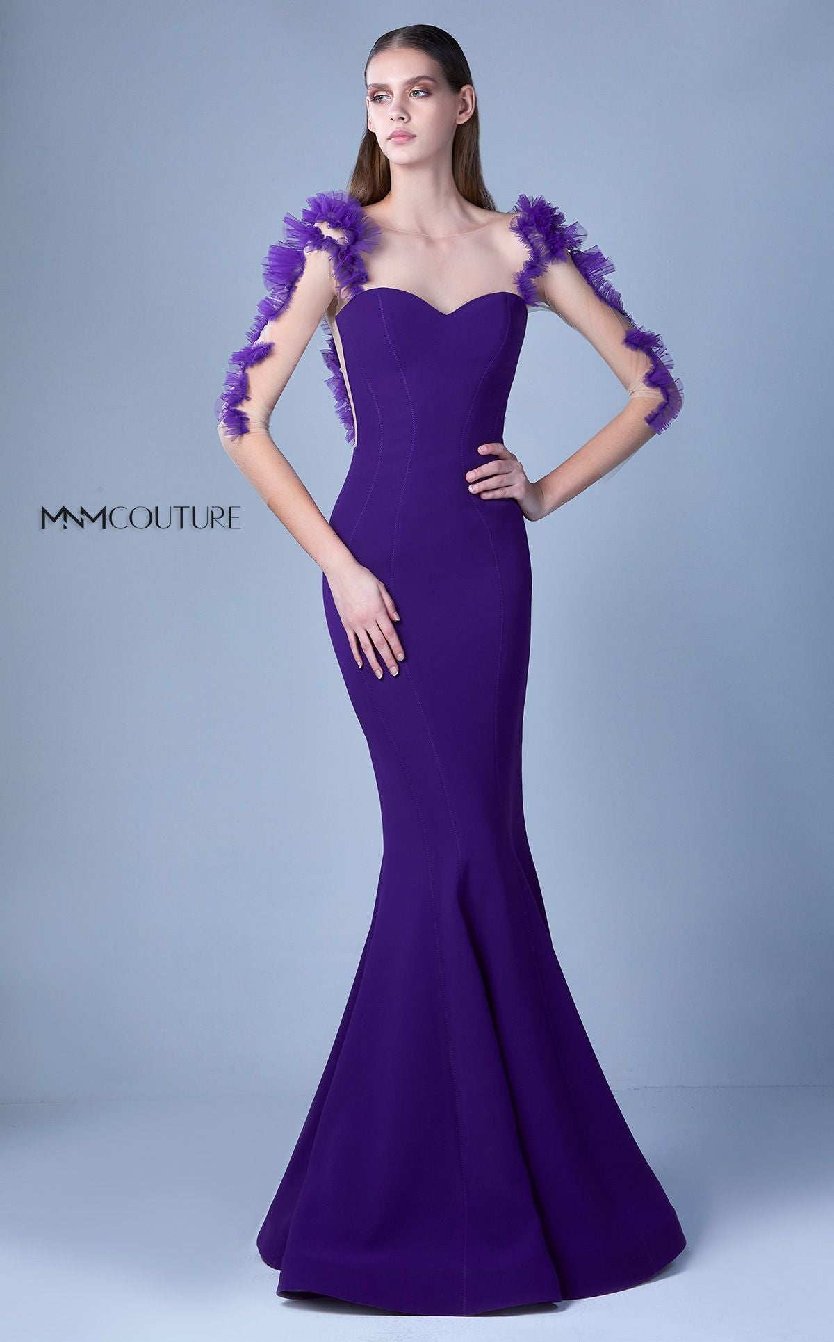Ruffle Ornate Illusion Mermaid Gown G1094