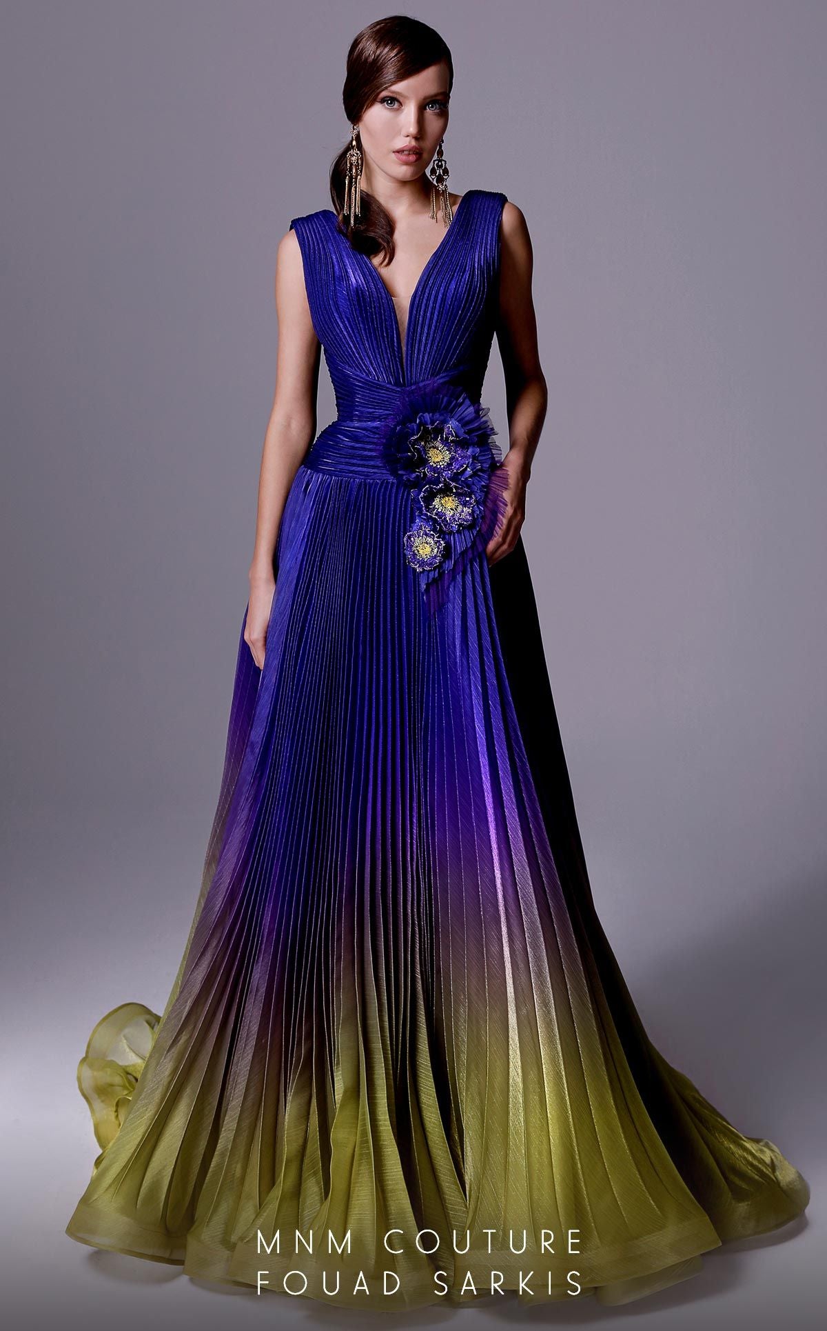 V-Neck Pleated Prom Gown 2708