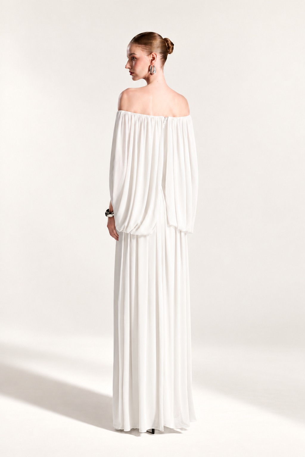 Cape-Sleeve Gown