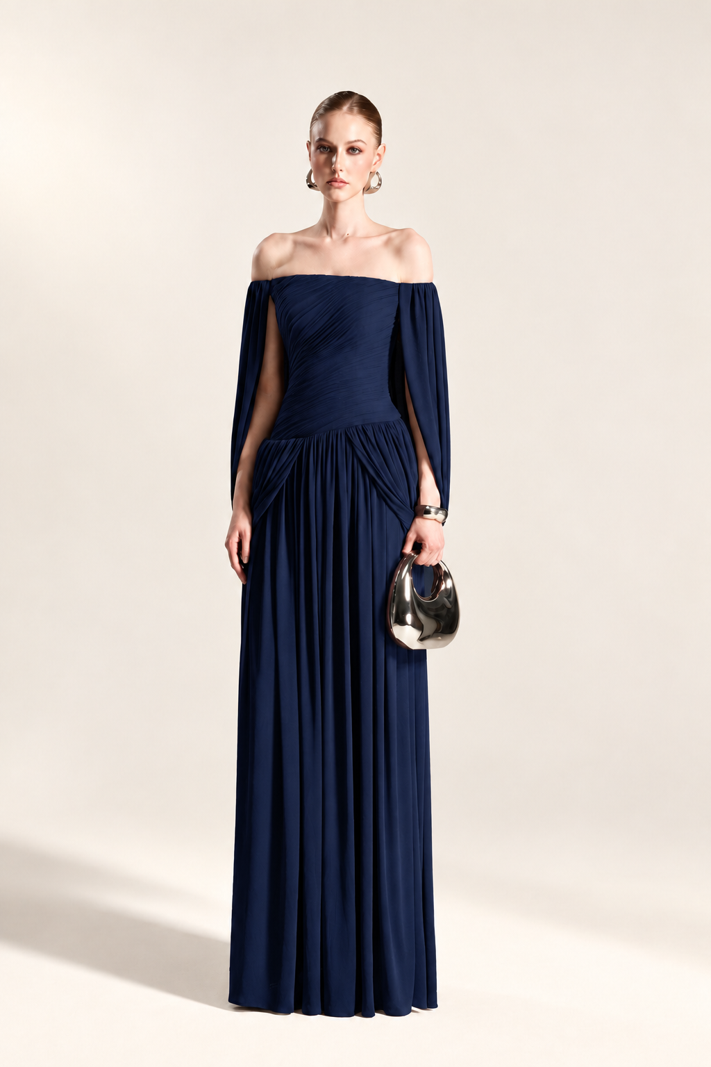 Cape-Sleeve Gown