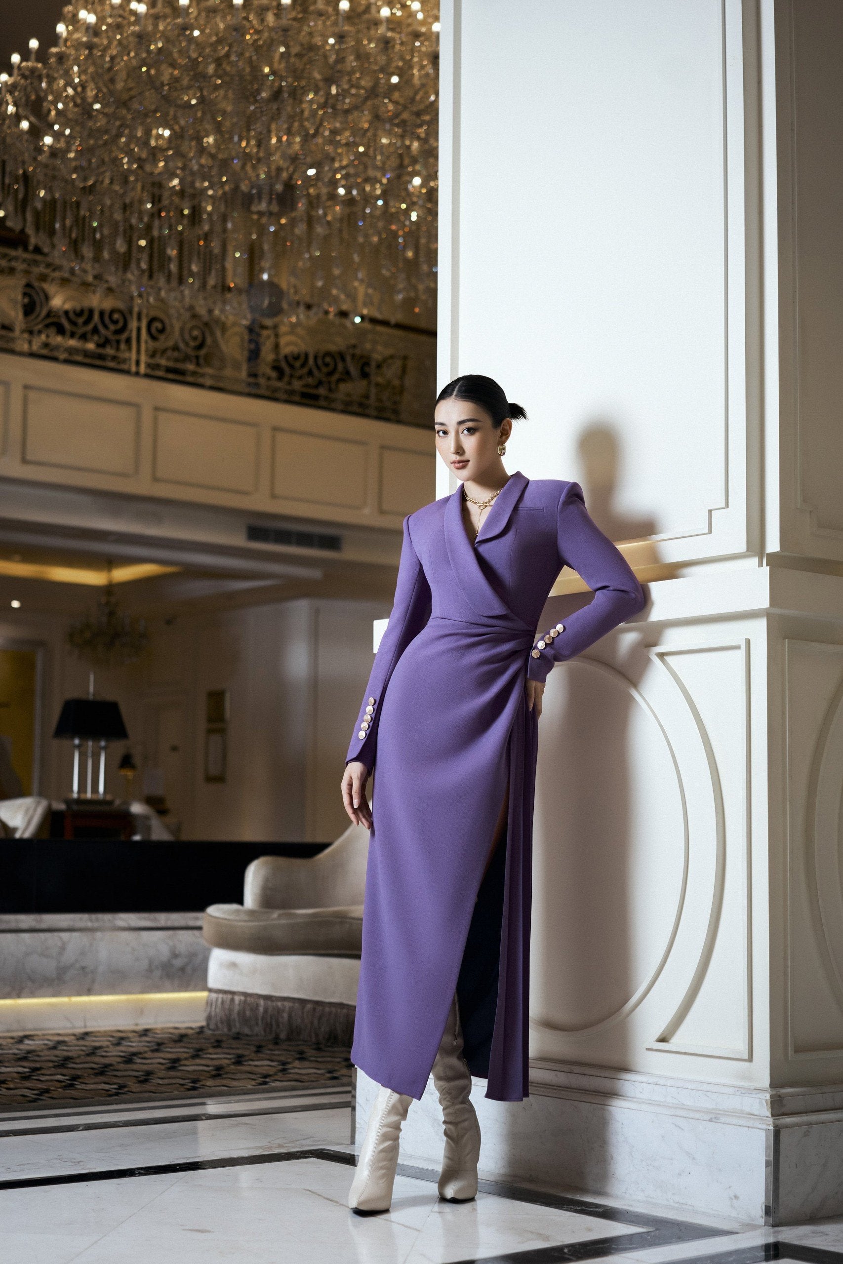 Vechery Asymetrical Collar Dress