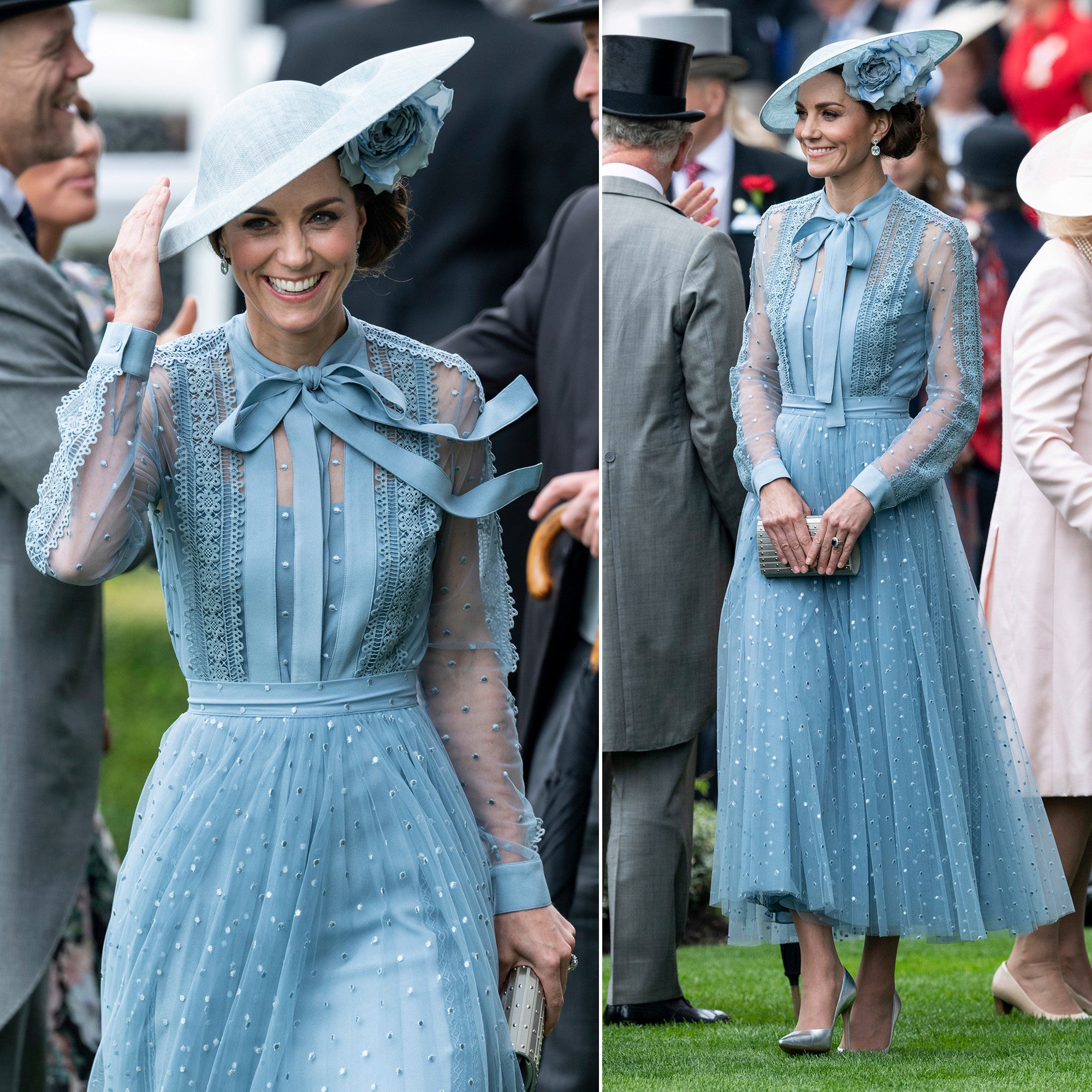 Kate Middleton Wears a Sheer Blue Elie Saab Dress to the 2019 Royal Ascot
