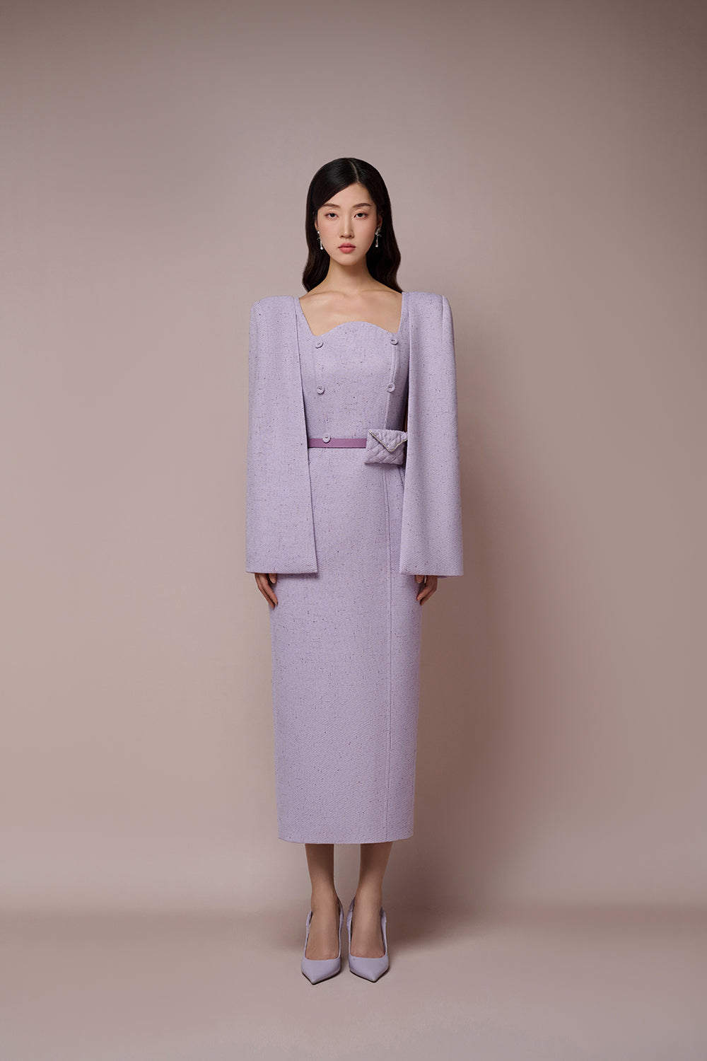 Iris Caped Sleeves Pencil Dress M - US 6 / Light Lavender Iris Caped Sleeves Pencil Dress M - US 6 / Light Lavender