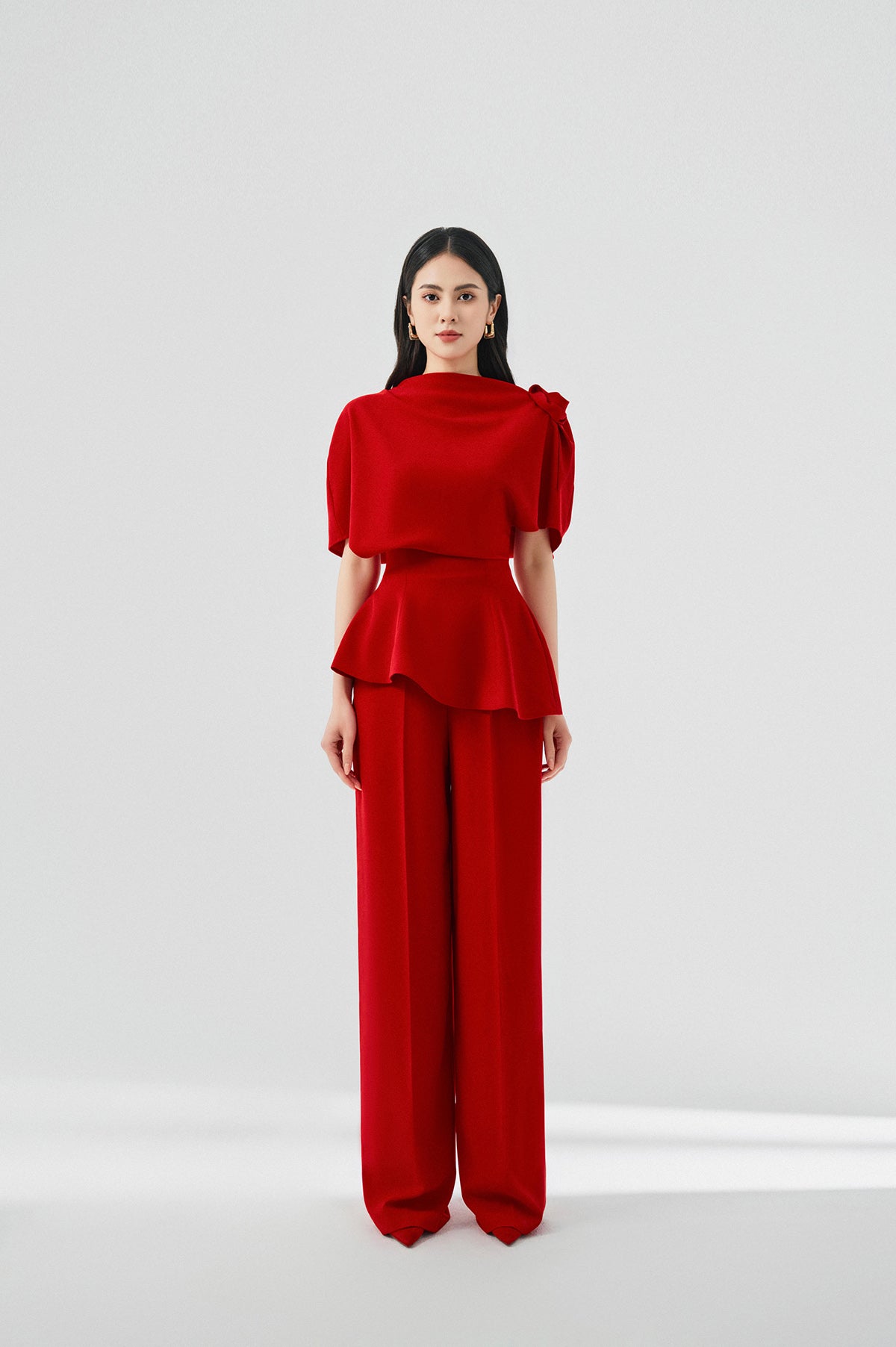 red wide leg dress pants Satin Wide Leg Trousers