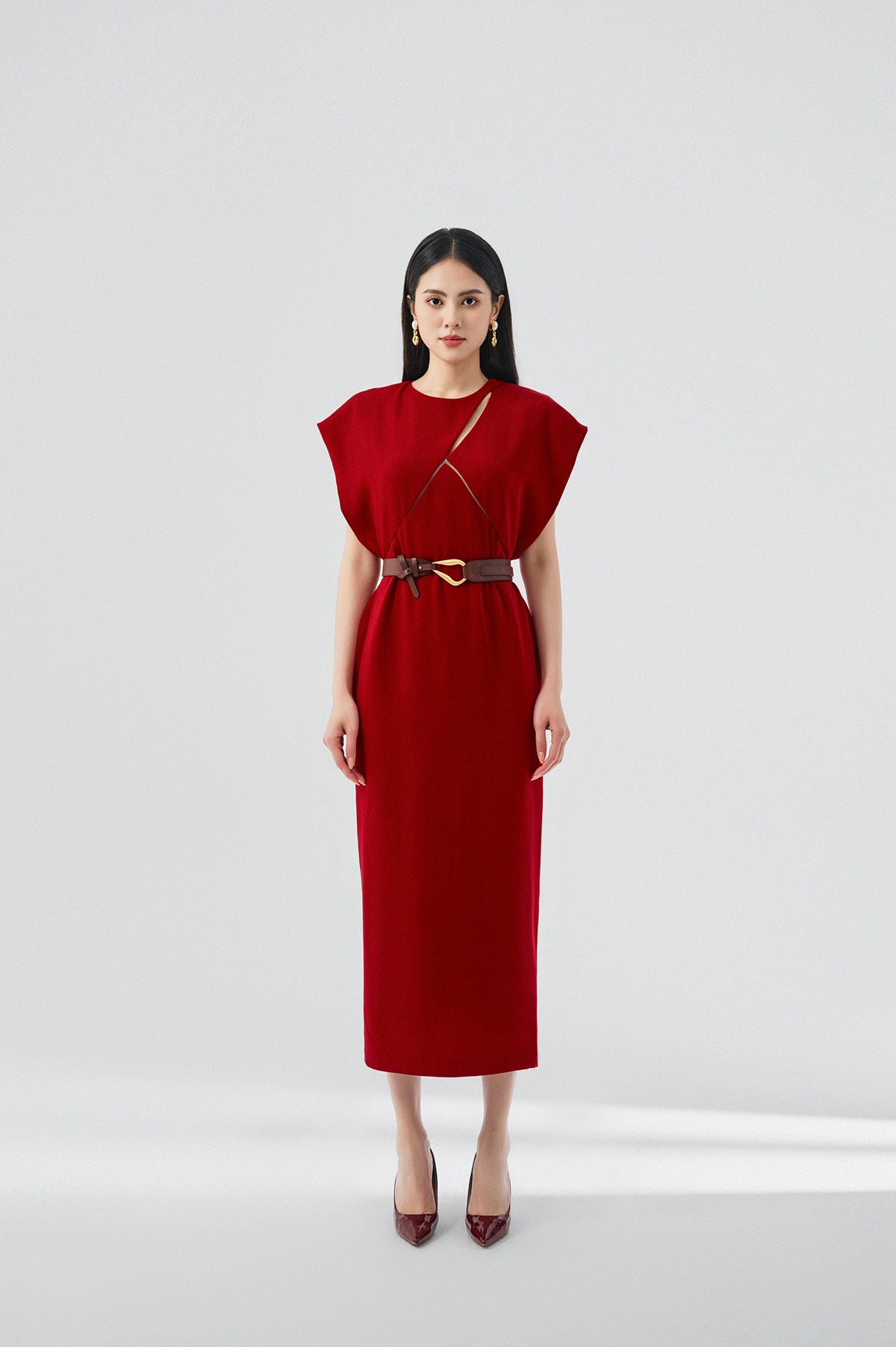 red cocoon dress Givenchy - Cocoon Long Dress In Satin - Acetate - Women